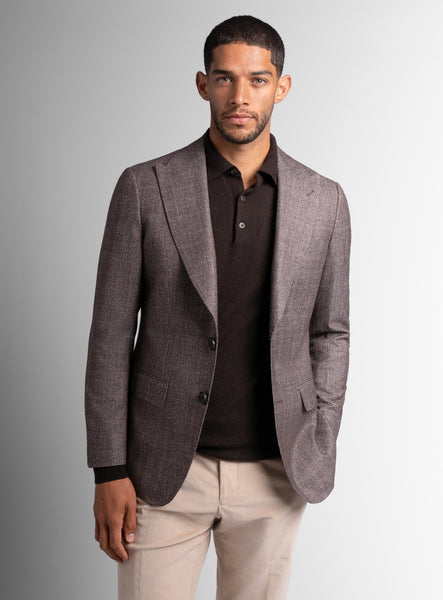 Portici Chocolate Brown Check Jacket | Peter Jackson