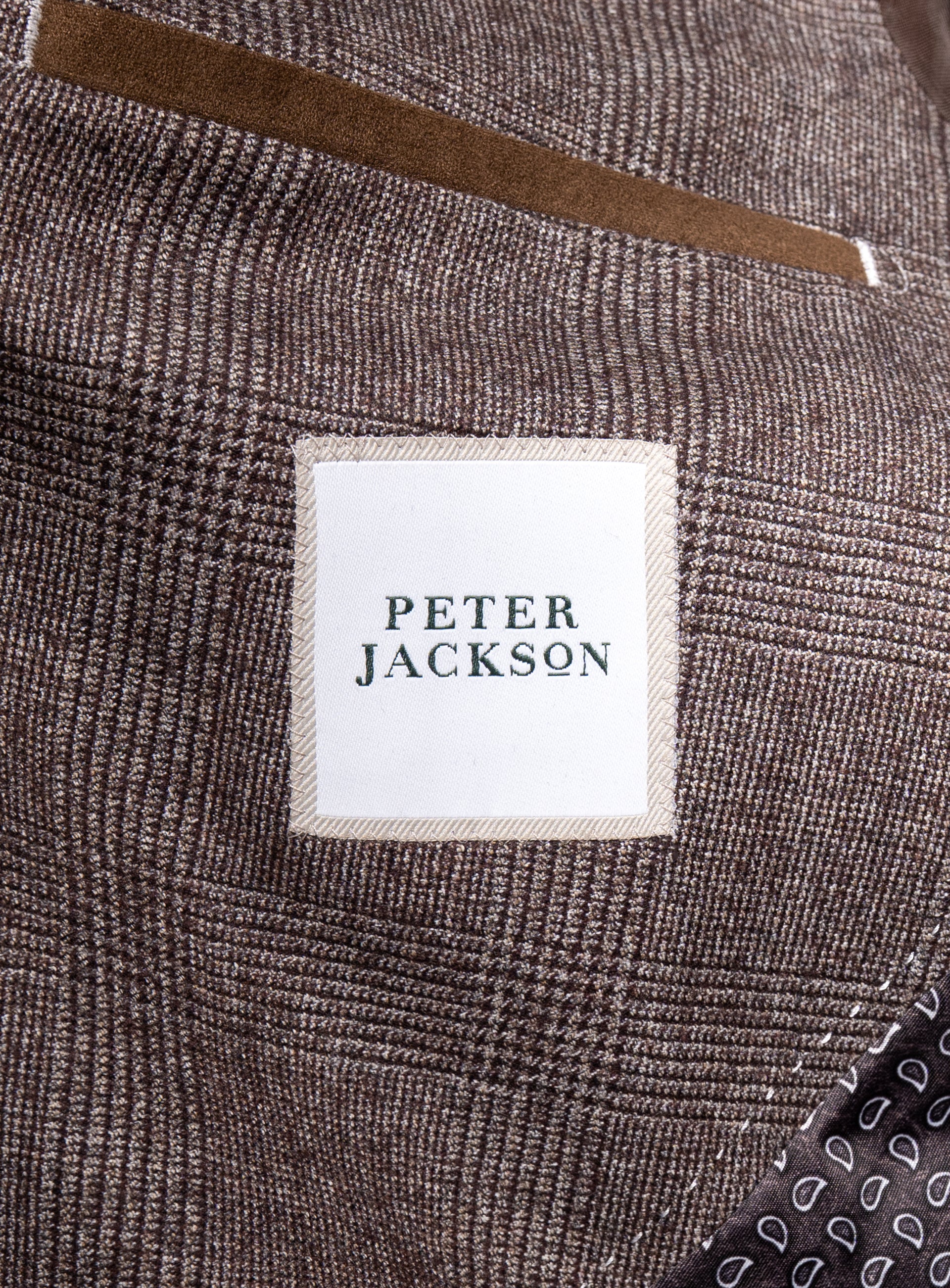 Picture of the Peter Jackson logo on the Portici Chocolate Brown Check Jacket