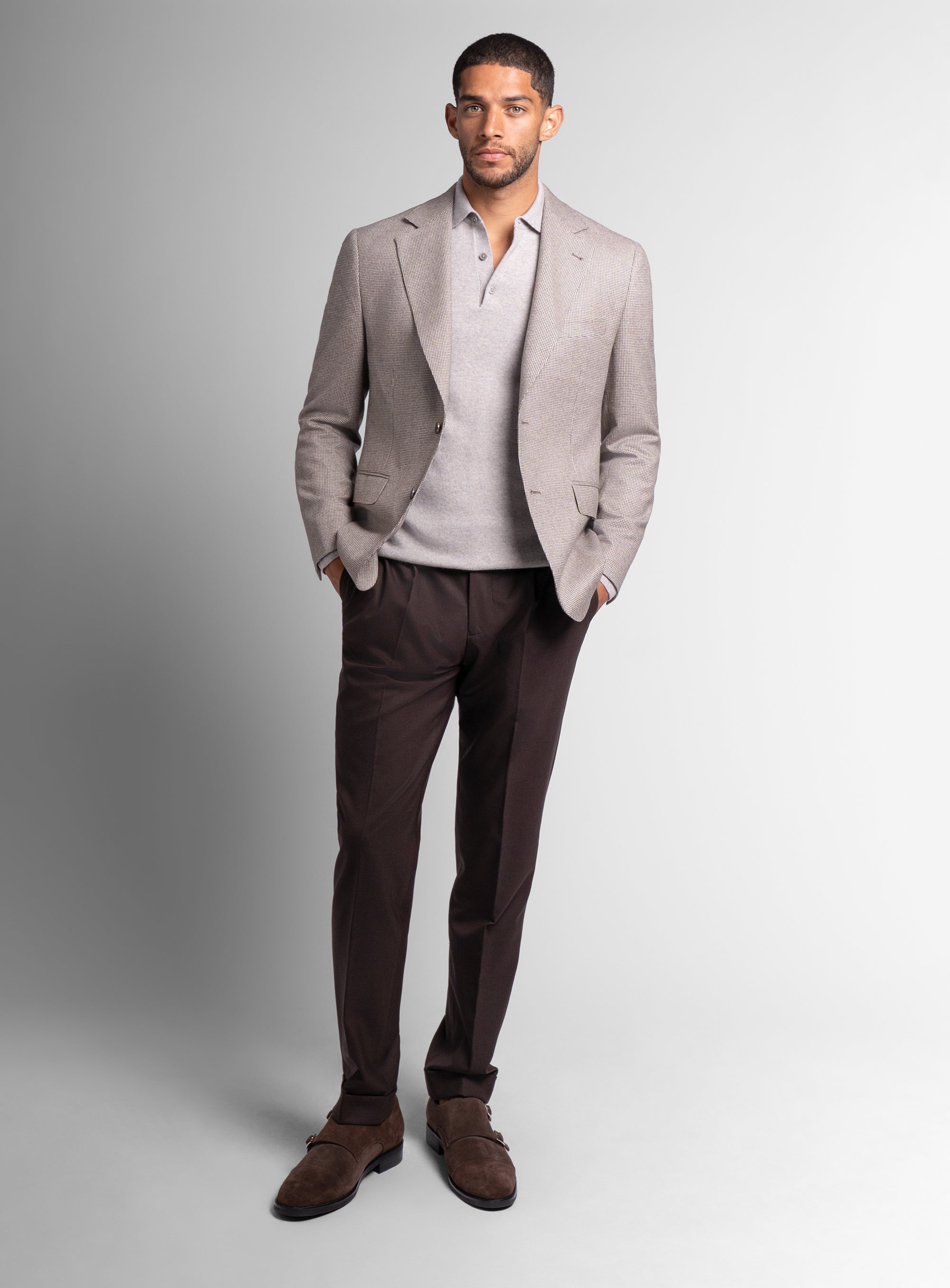 Vito Puppytooth Taupe Brown Jacket