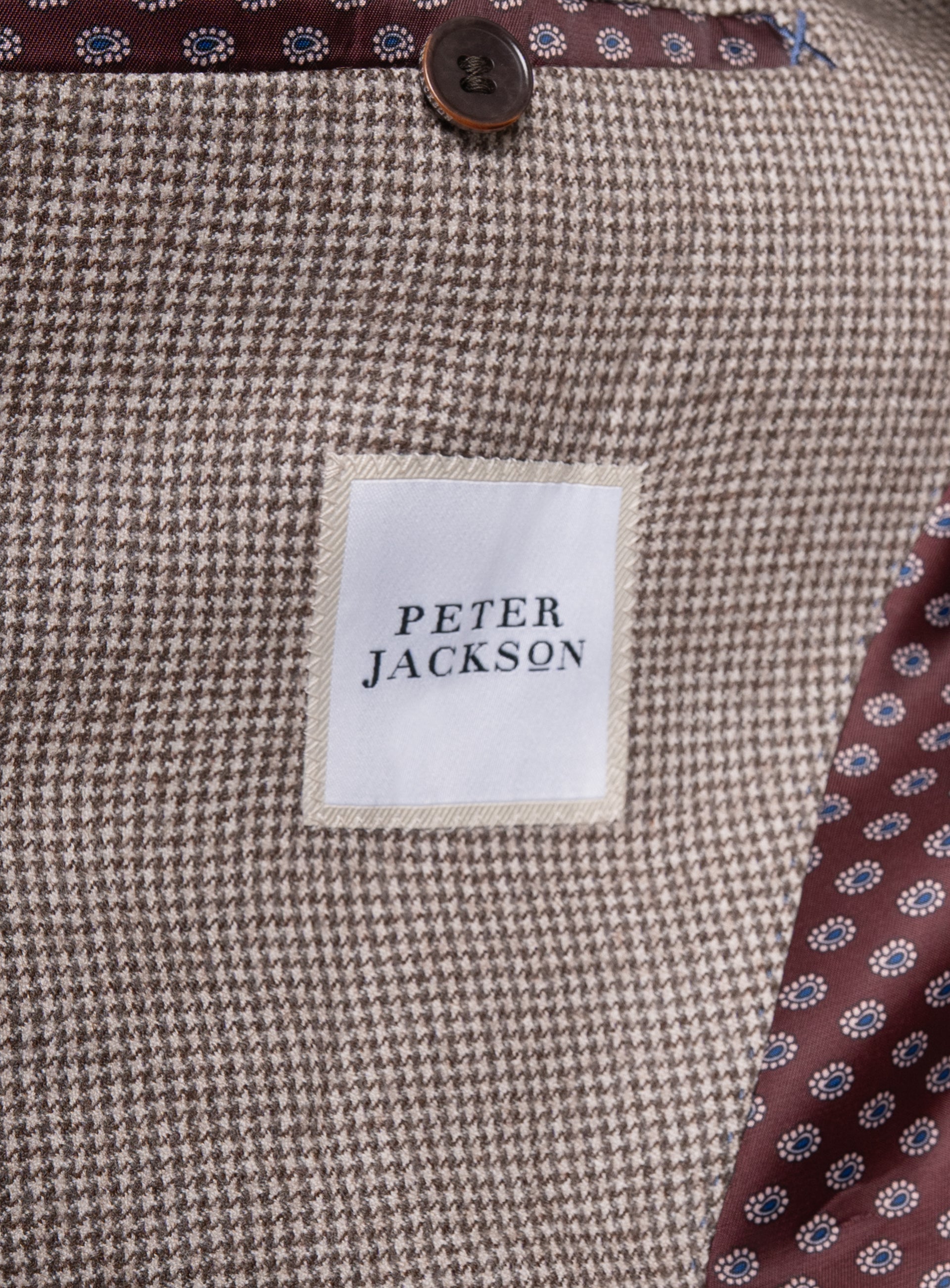 Picture of the Peter Jackson logo on the Vito Puppytooth Taupe Brown Jacket