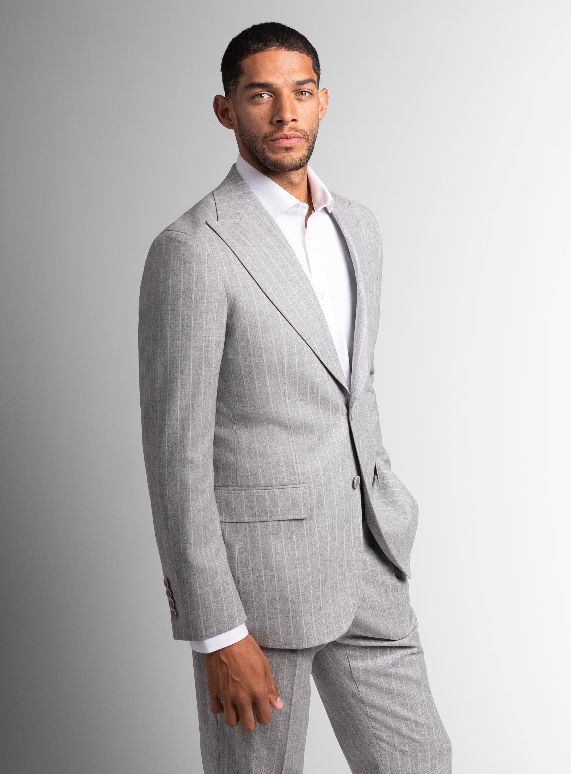 Portici Milled Pinstripe Silver Grey Jacket