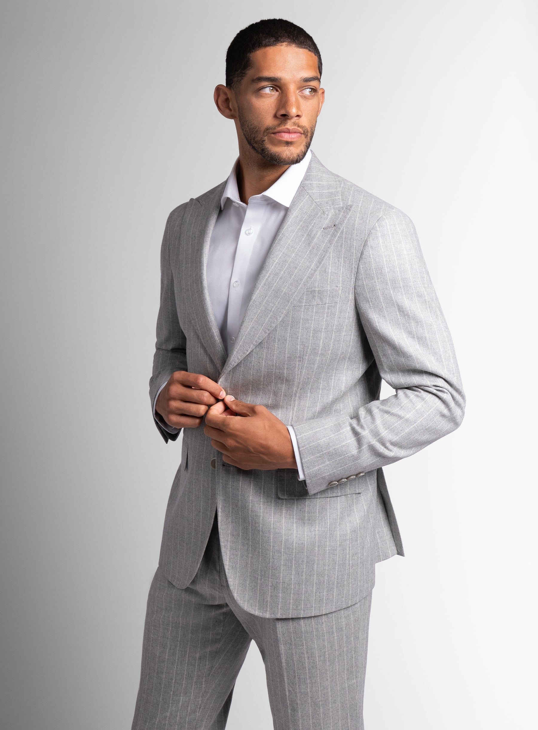 Portici Milled Pinstripe Silver Grey Jacket