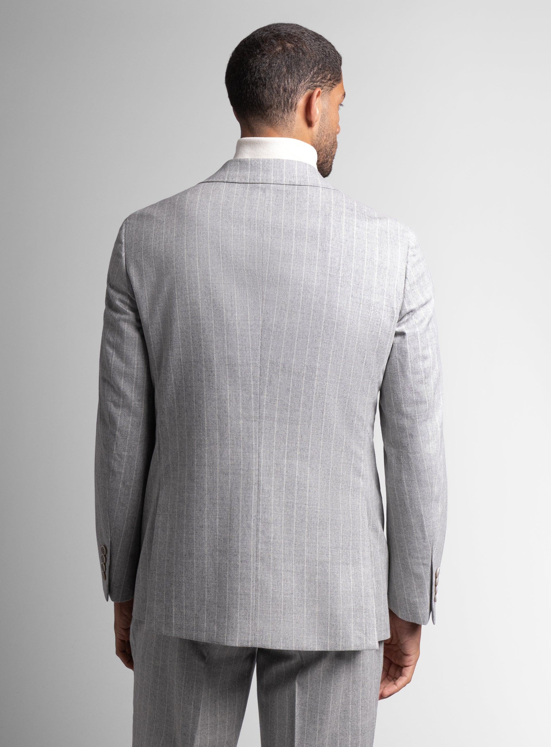 Back of the Portici Milled Pinstripe Silver Grey Jacket