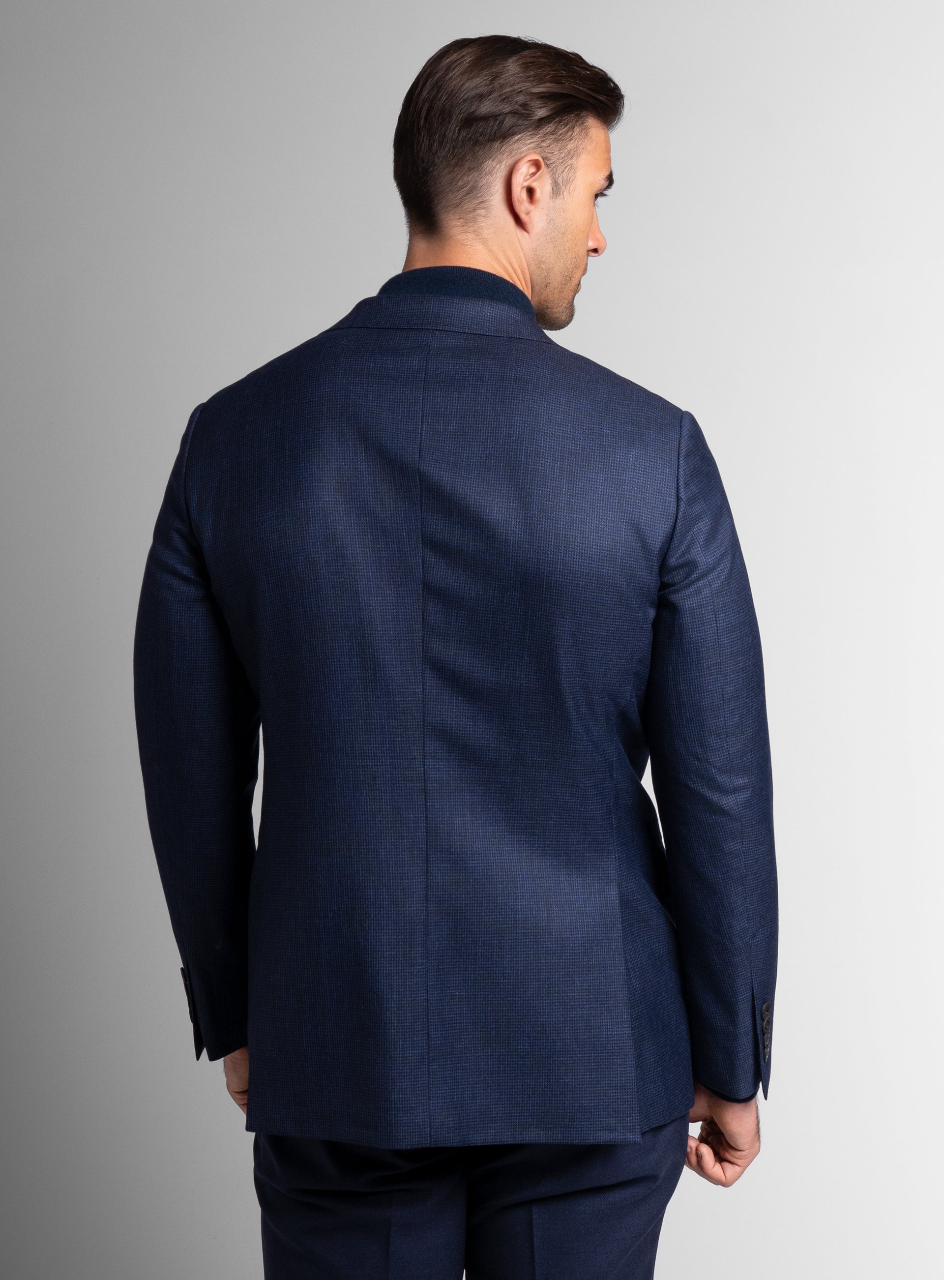 The back of the Vitale Puppytooth Navy Sport Jacket