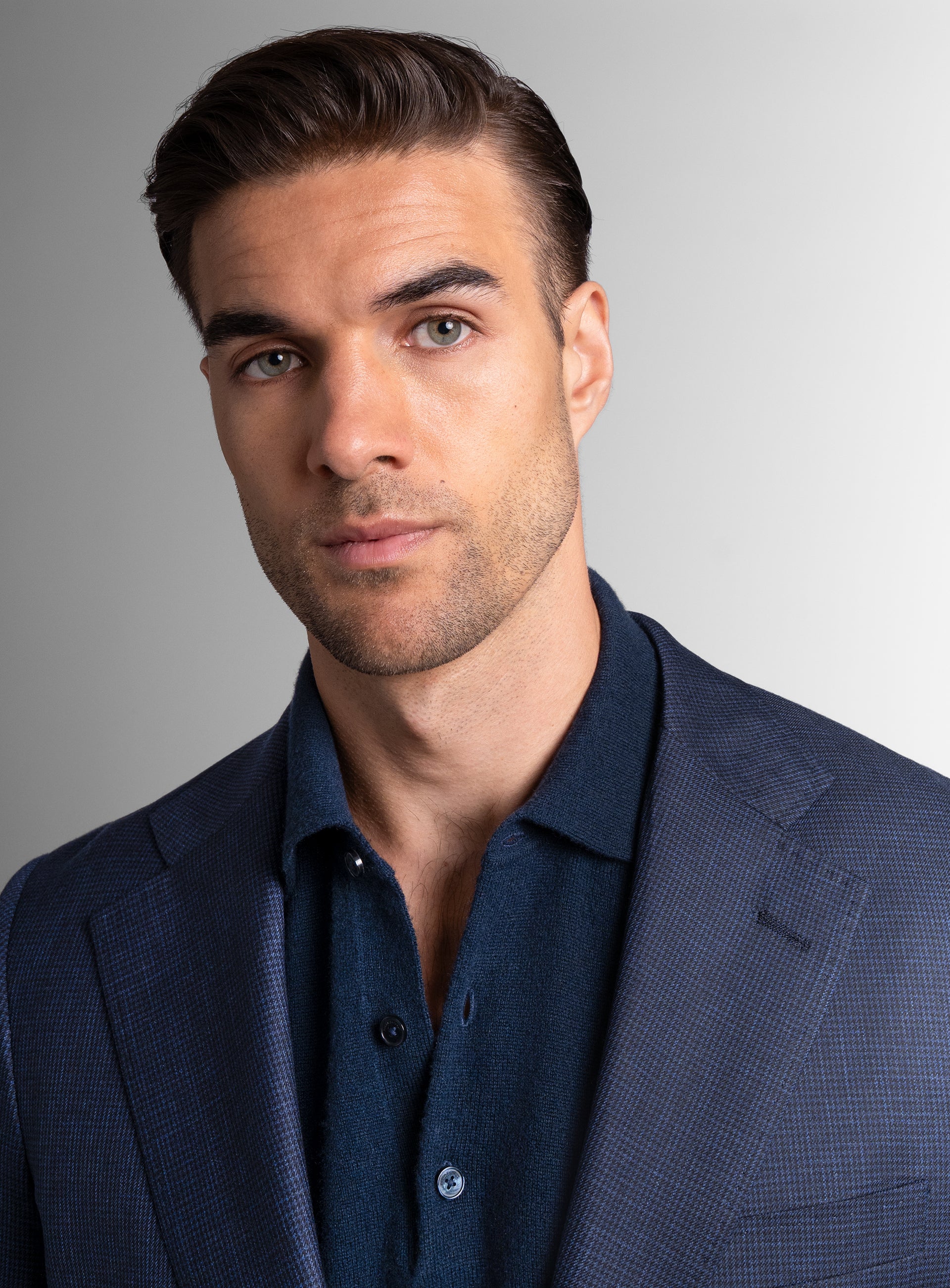 Close-up of the Vitale Puppytooth Navy Sport Jacket