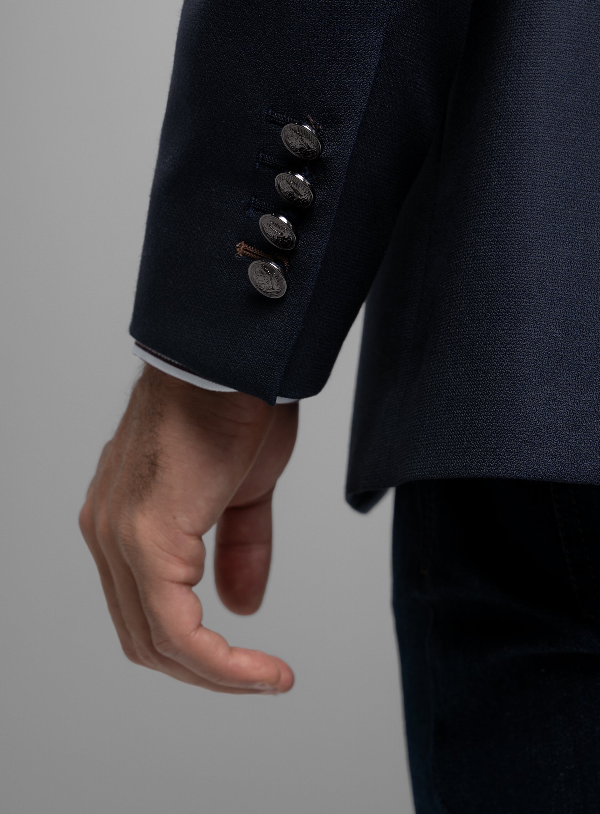 The sleeves on the Signature Wool Cashmere Navy Blazer