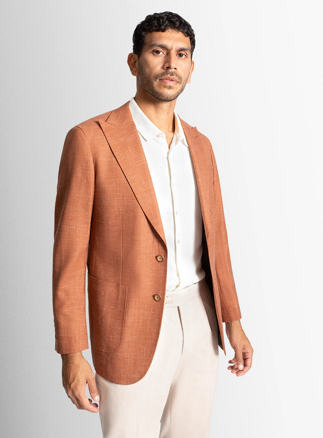 Men blazer orange wool