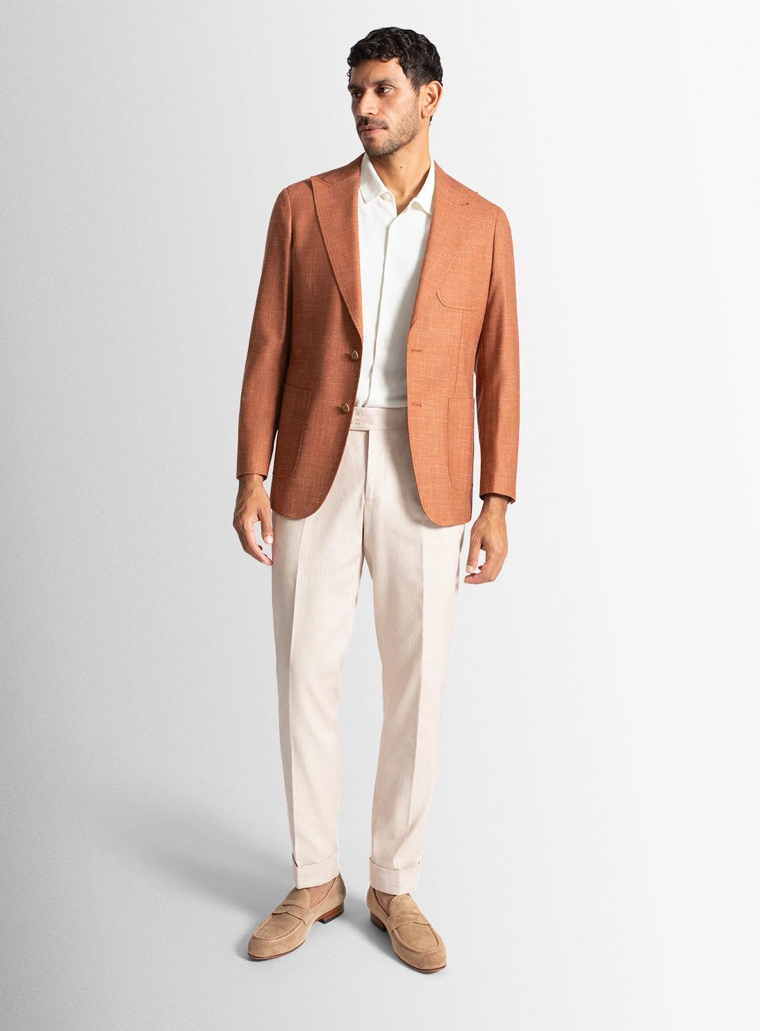 Men blazer orange wool