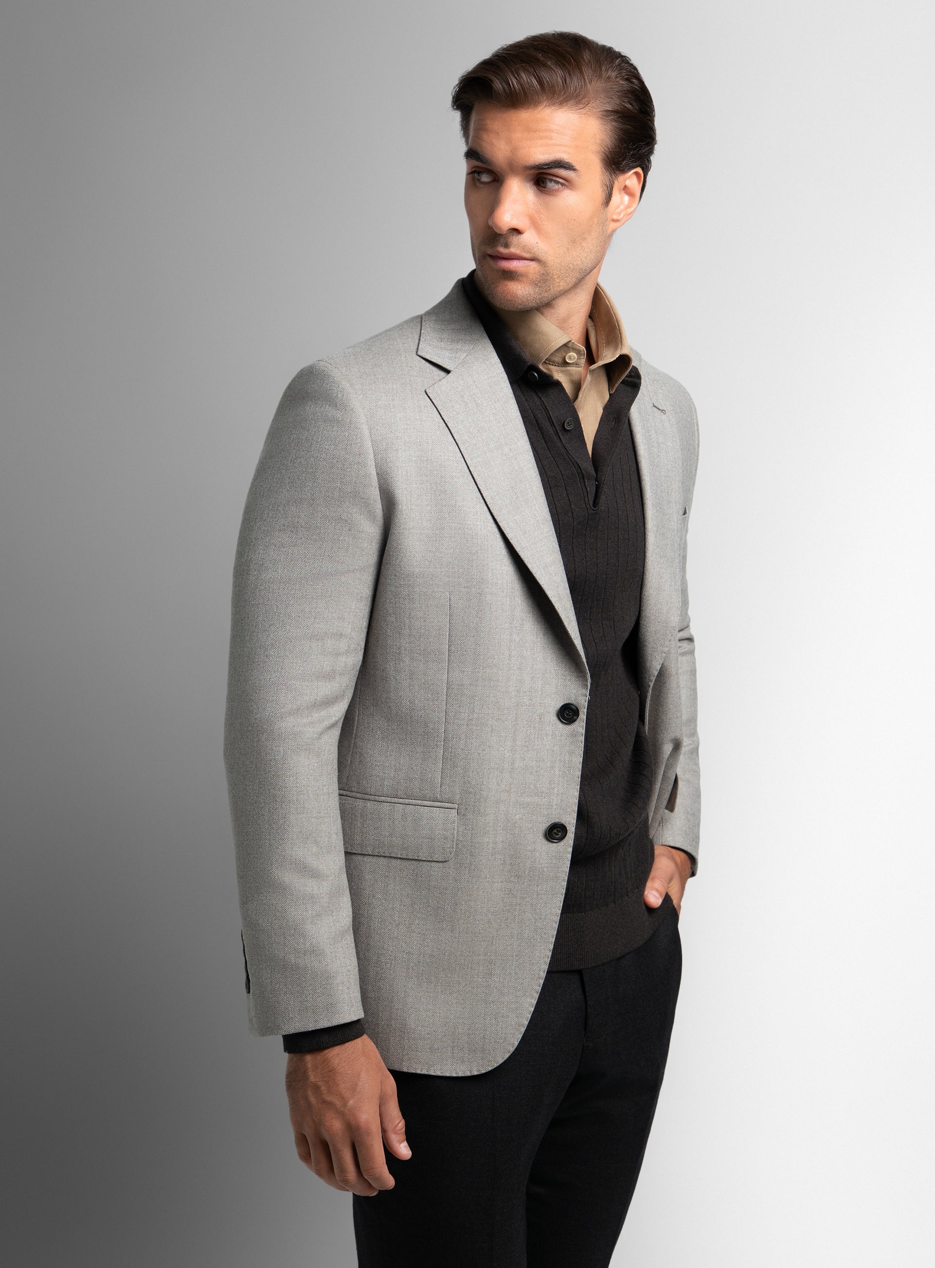 Vito Herringbone Taupe Sport Jacket
