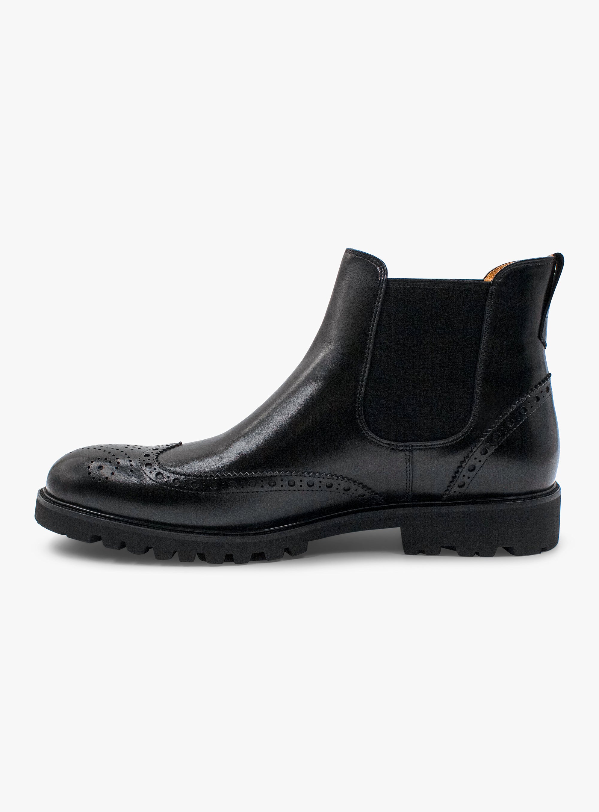 Corenzo Brogue Black Chelsea Boot | Peter Jackson