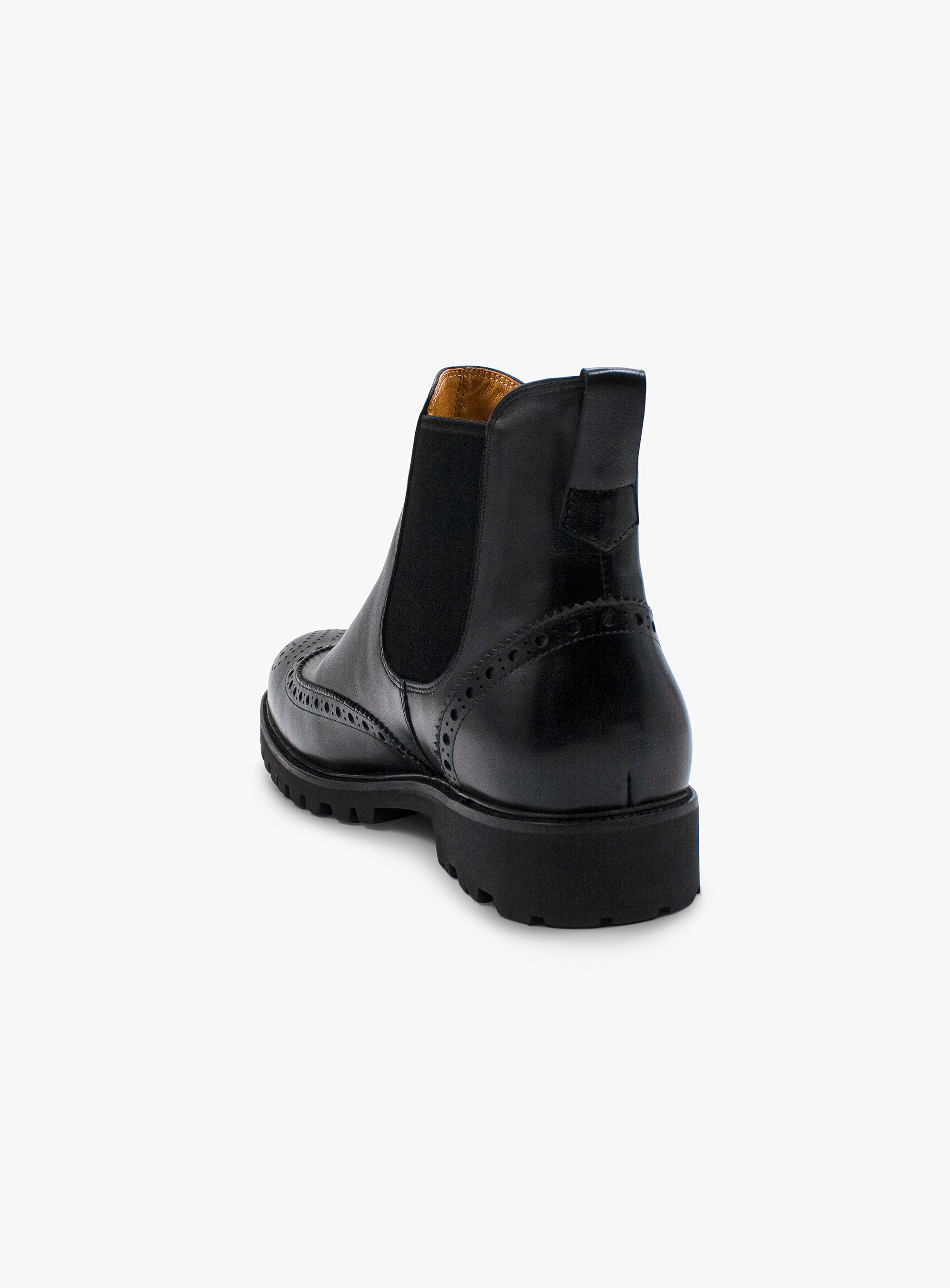Back of the Corenzo Brogue Black Chelsea Boot