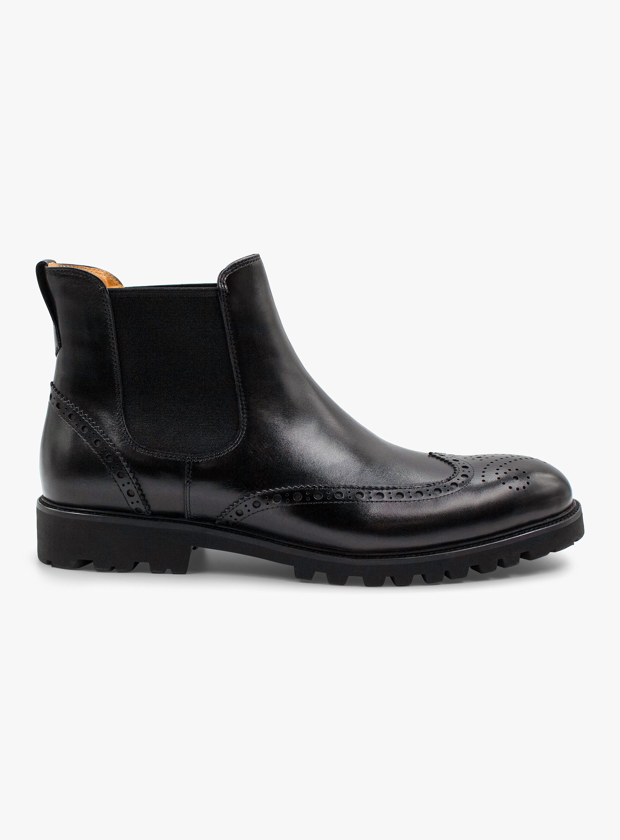 Side of the Corenzo Brogue Black Chelsea Boot