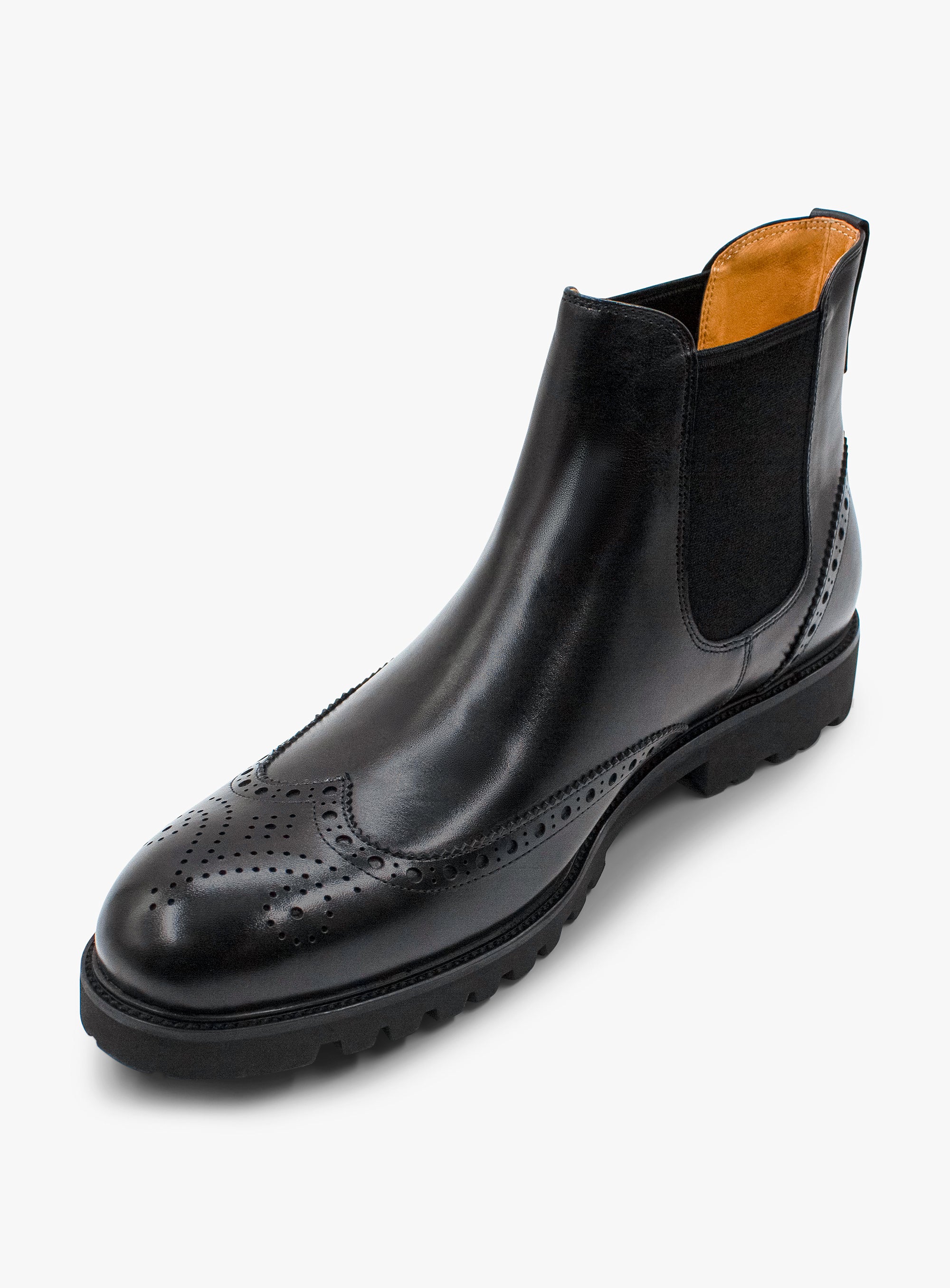 Corenzo Brogue Black Chelsea Boot | Peter Jackson