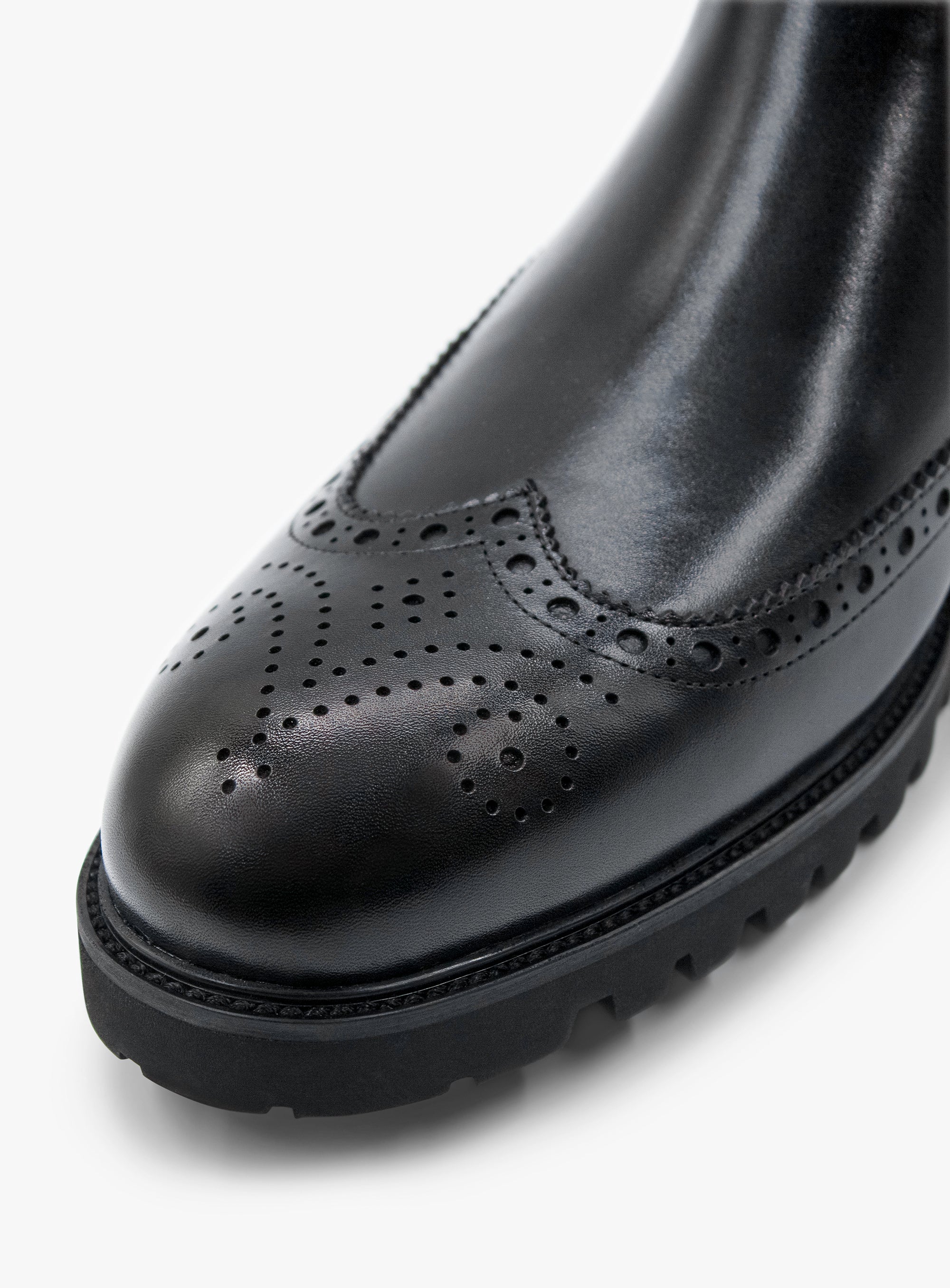 Top of the Corenzo Brogue Black Chelsea Boot