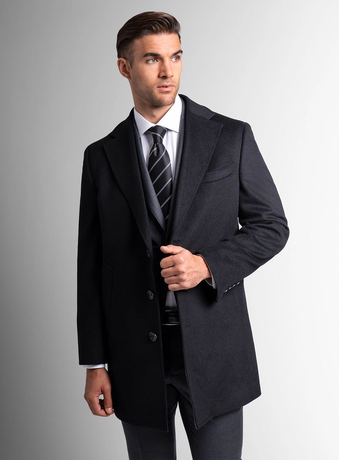 Signature Wool Pile Black Coat