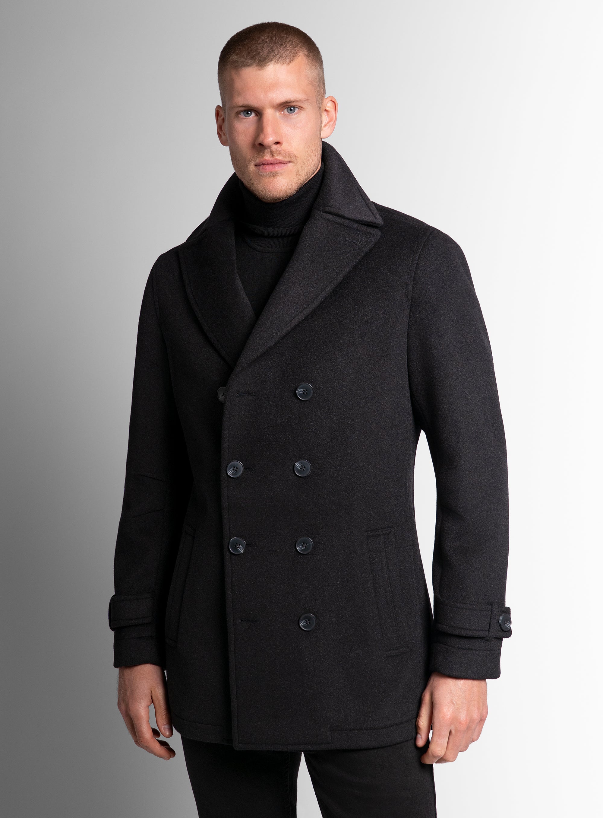 Bridge Black Peacoat | Peter Jackson