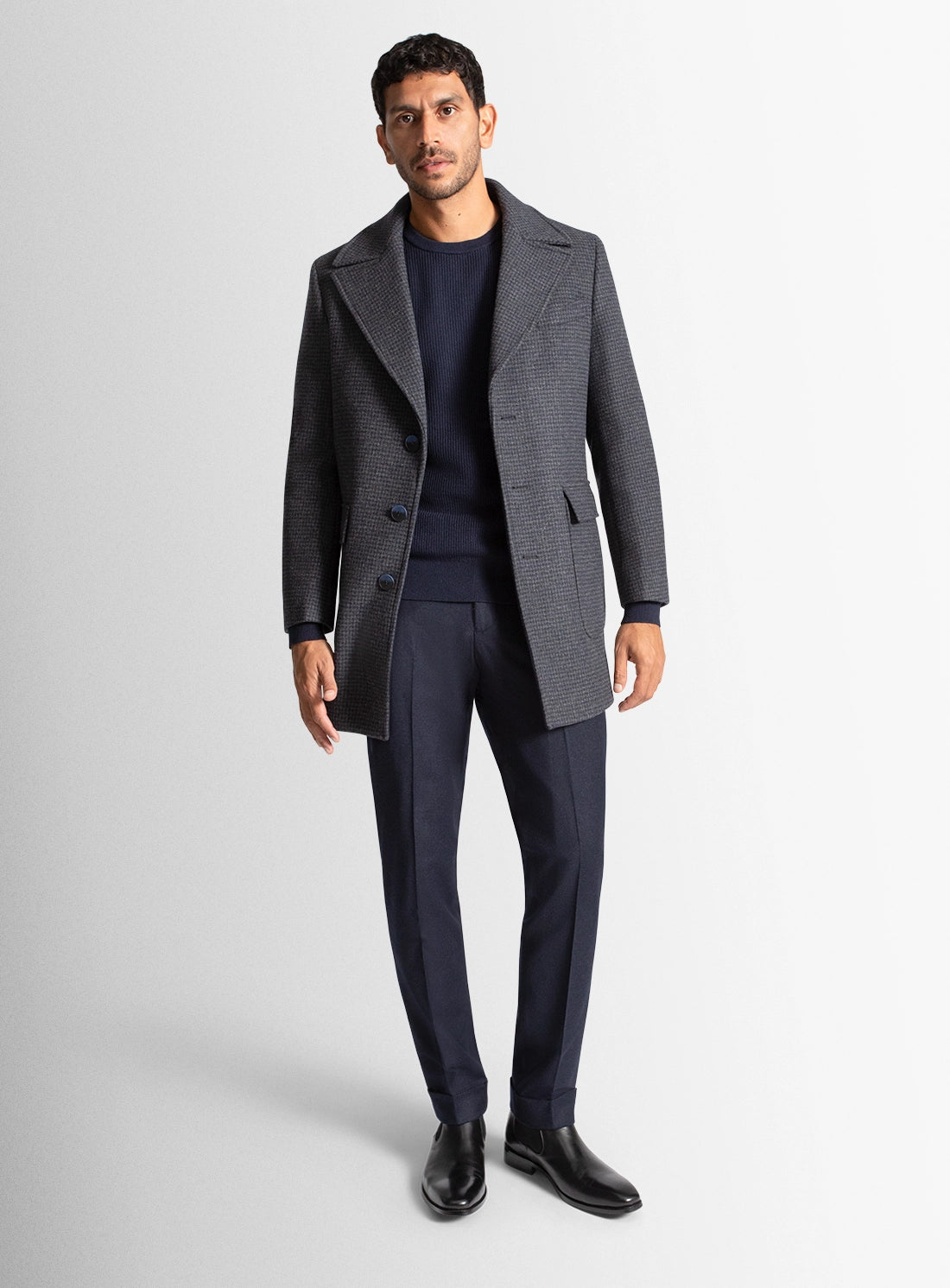 Men coat grey wool