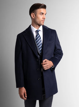 Signature Wool Pile Navy Blue Coat