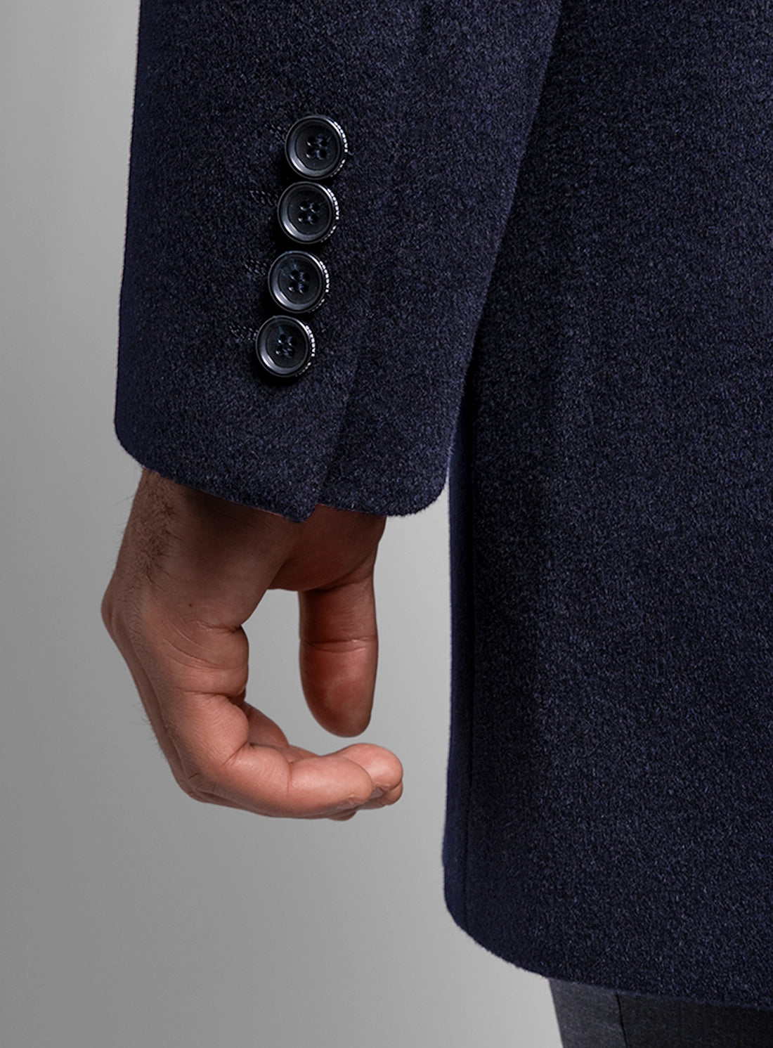The sleeves of the Signature Wool Pile Navy Blue Coat