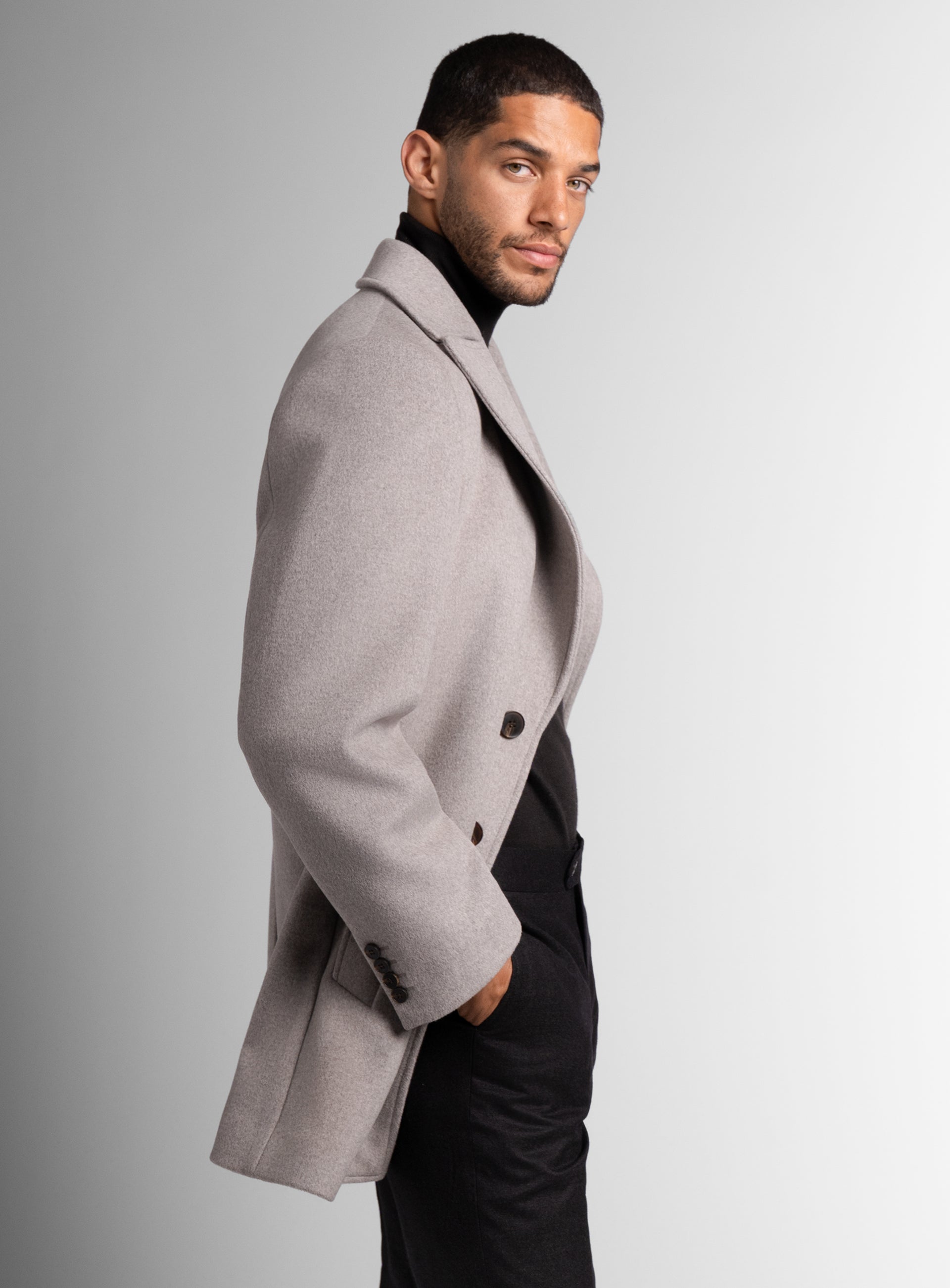 The side of the Gallio Wool Pile Oat Beige Coat