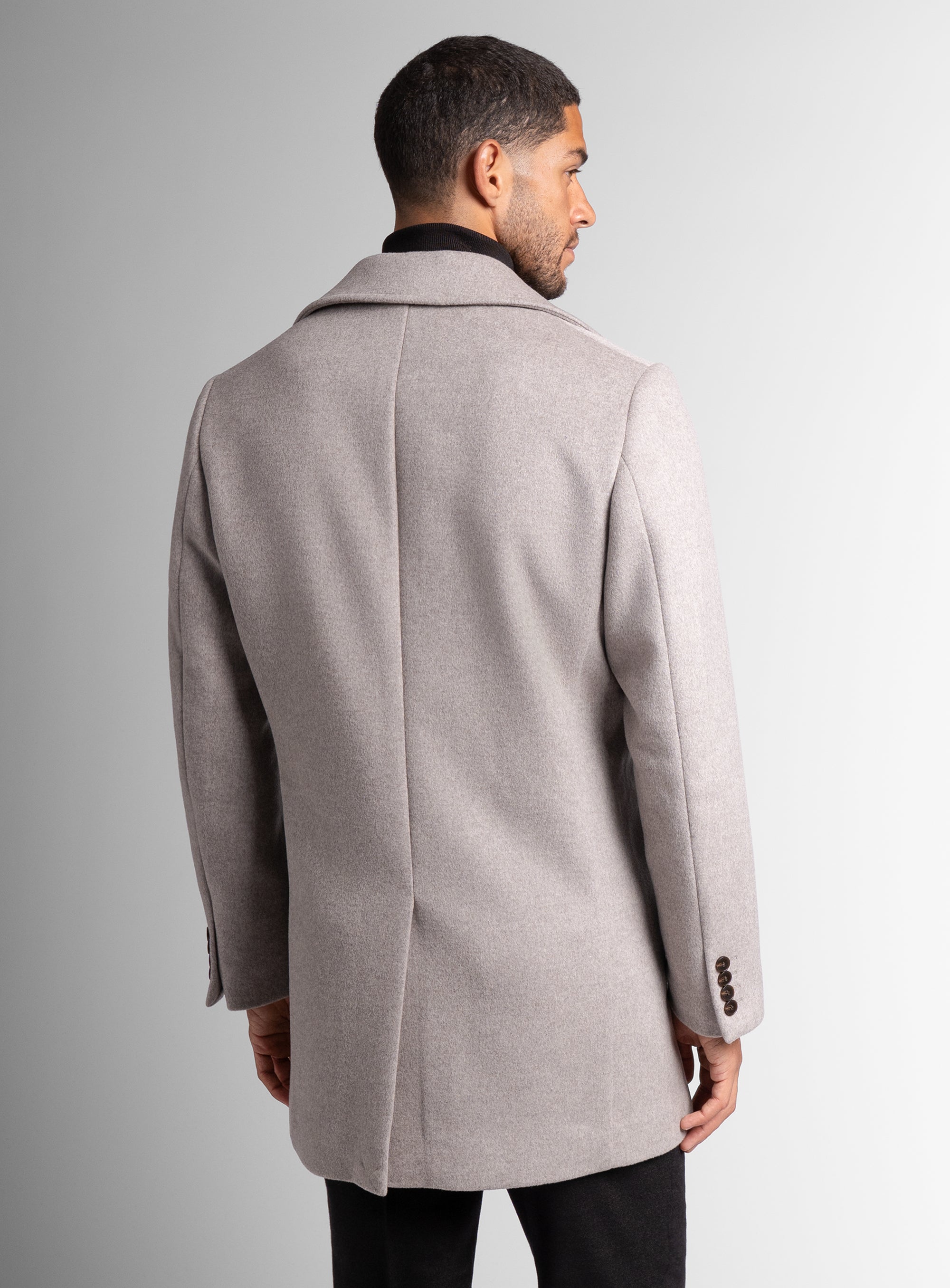The back of the Gallio Wool Pile Oat Beige Coat