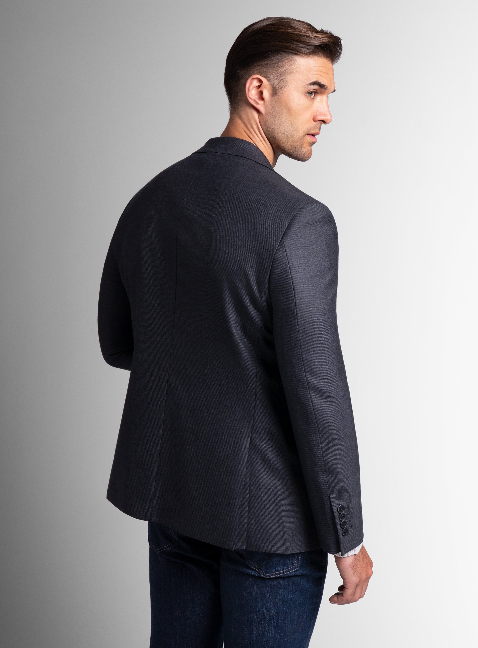 The back of the Vito Twill Black Jacket