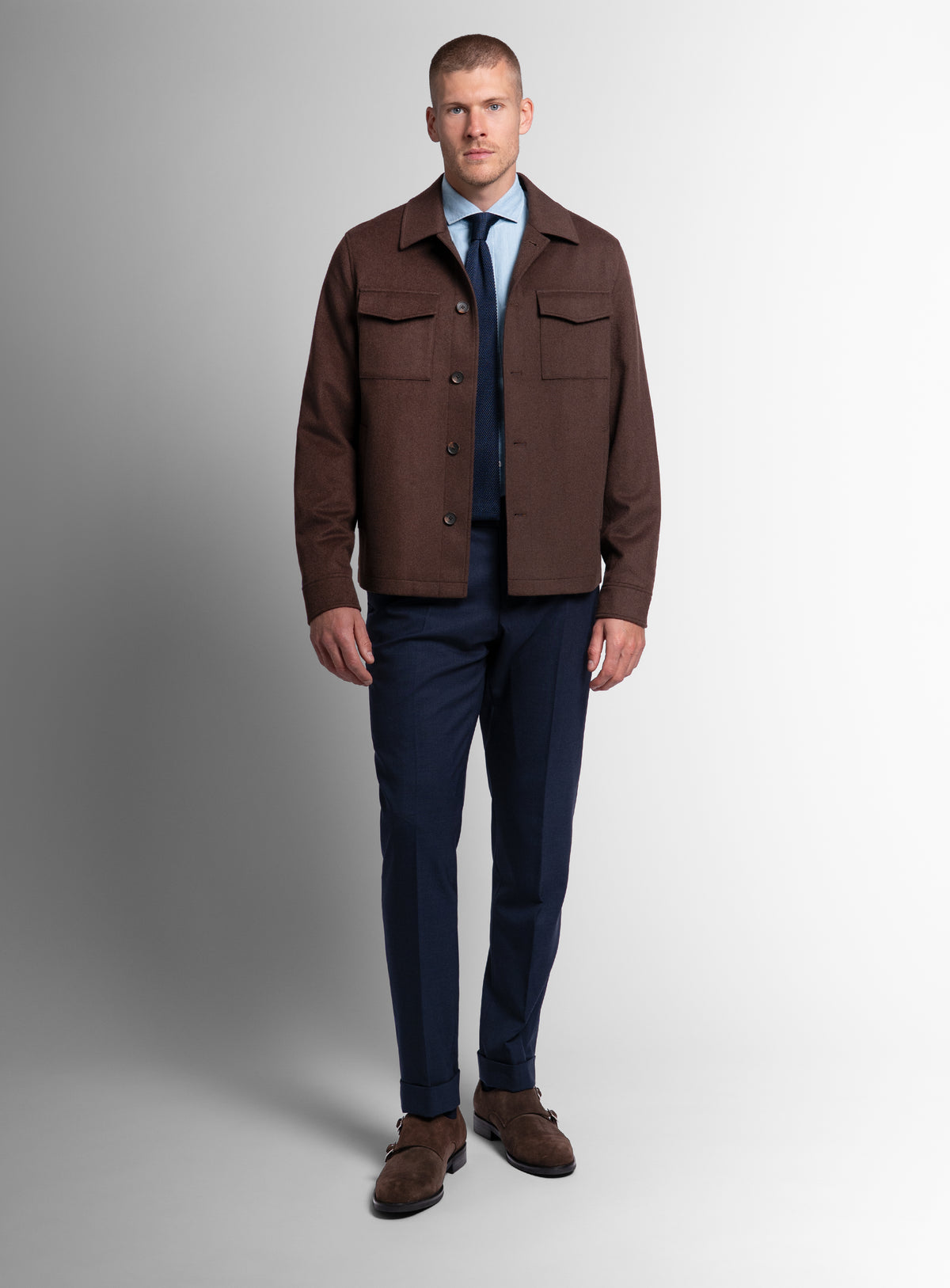 A man wearing the Orlando Chocolate Brown Jacket