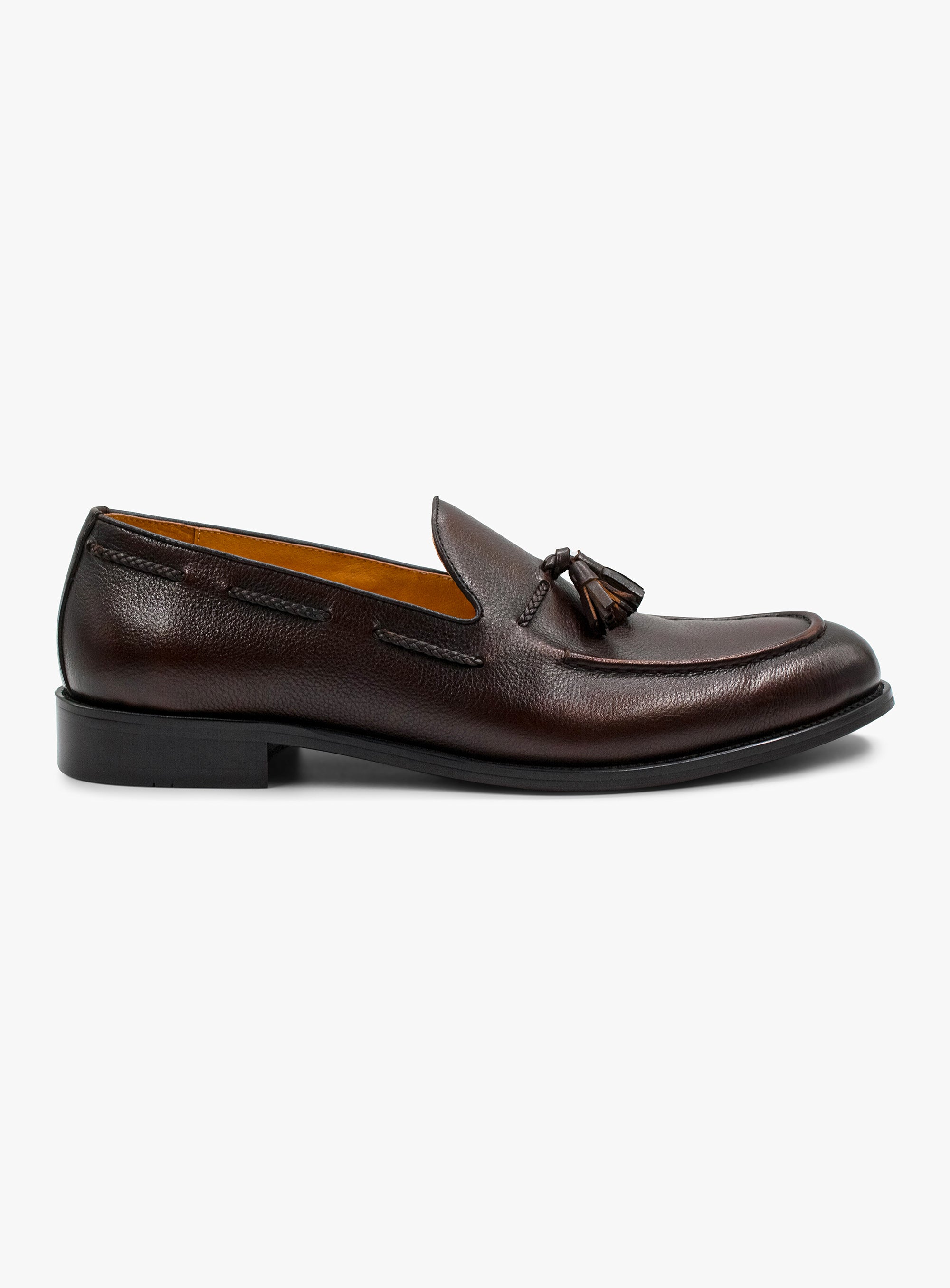 A side-view of the Verdi Tassel Brown Loafer