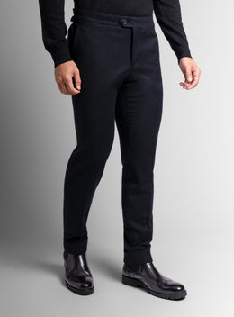 Argenta Black Wool Flannel Trousers