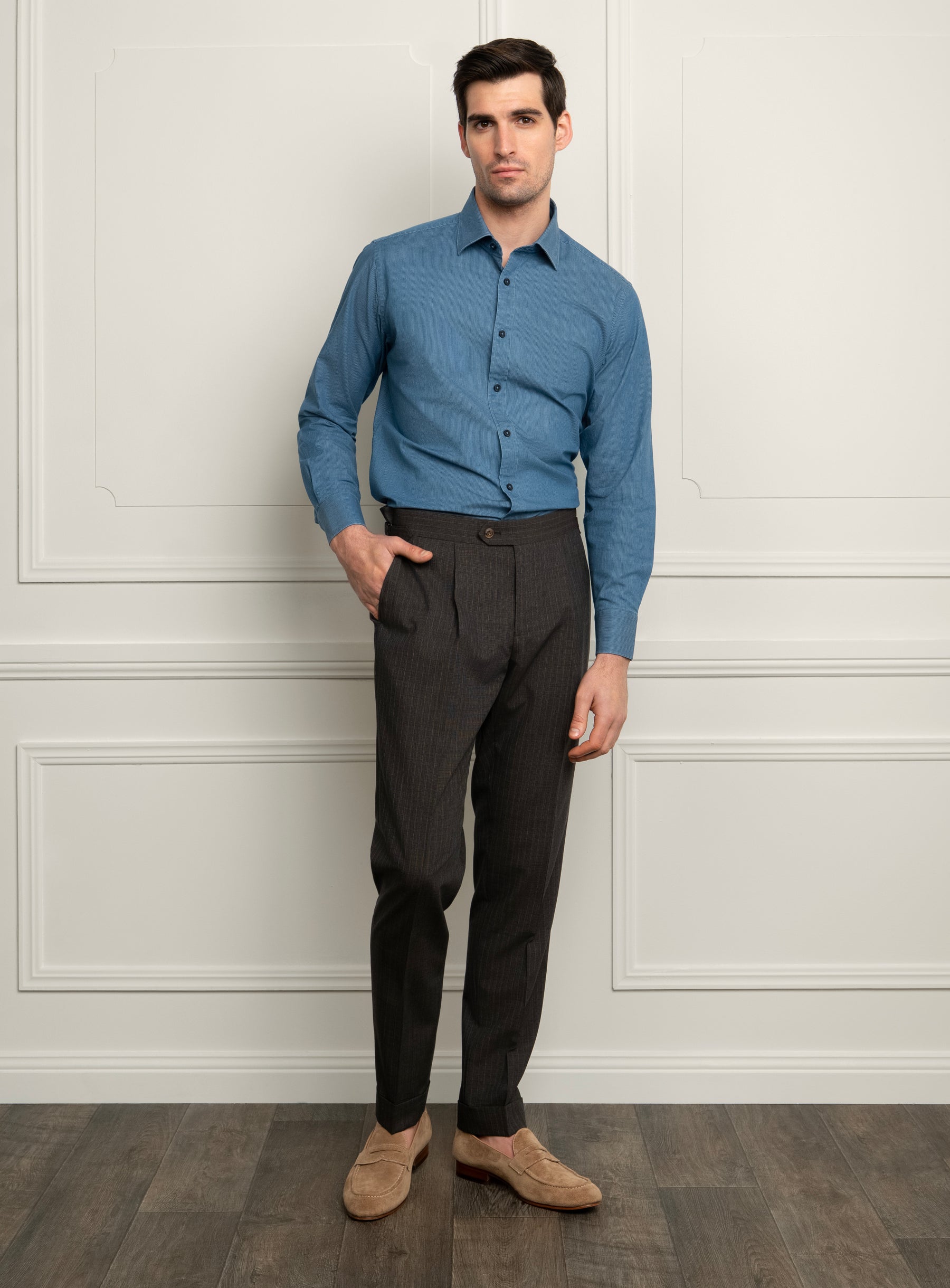 Siena Chocolate Brown Pinstripe Trousers