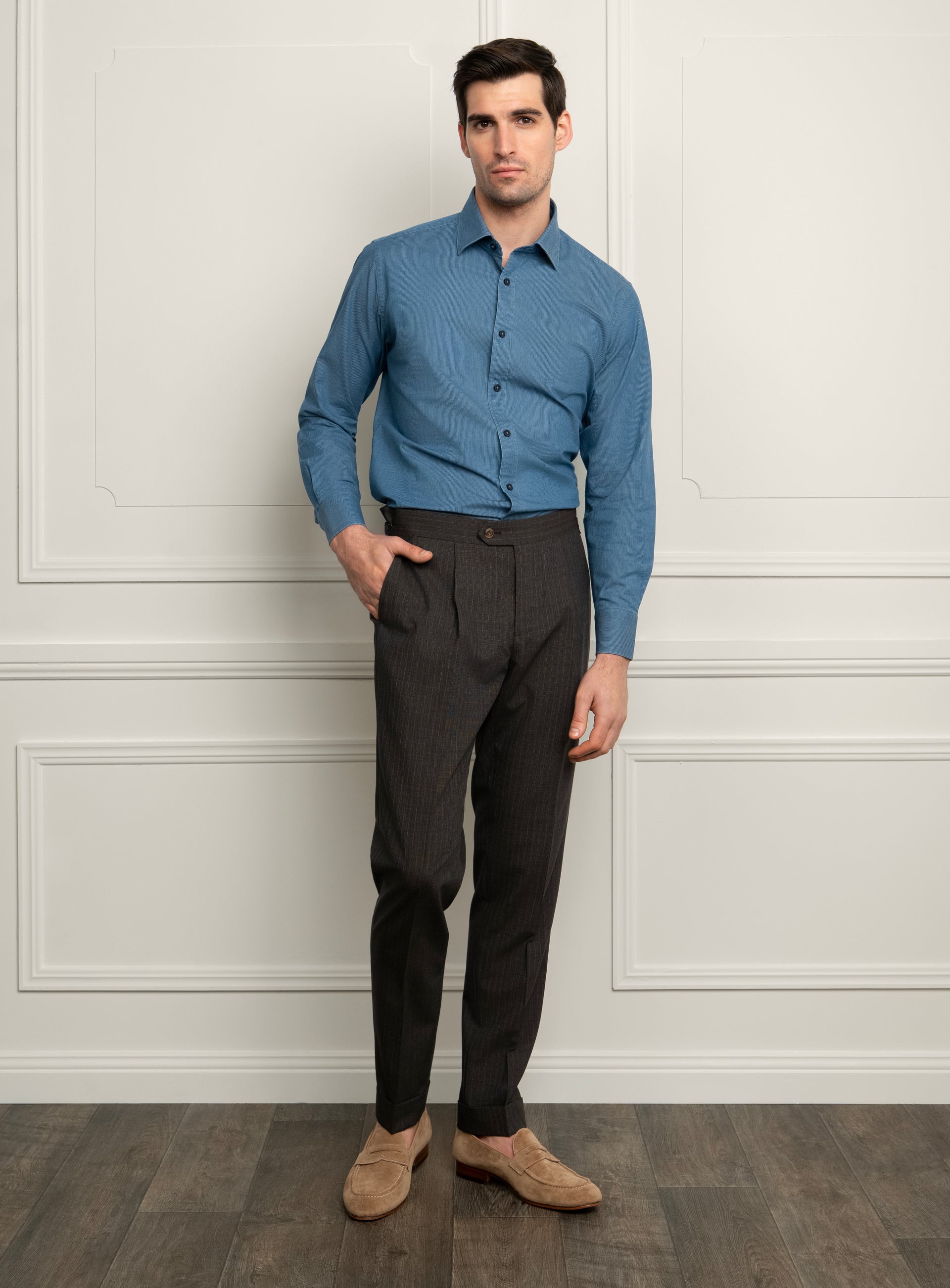 Siena Chocolate Brown Pinstripe Trousers