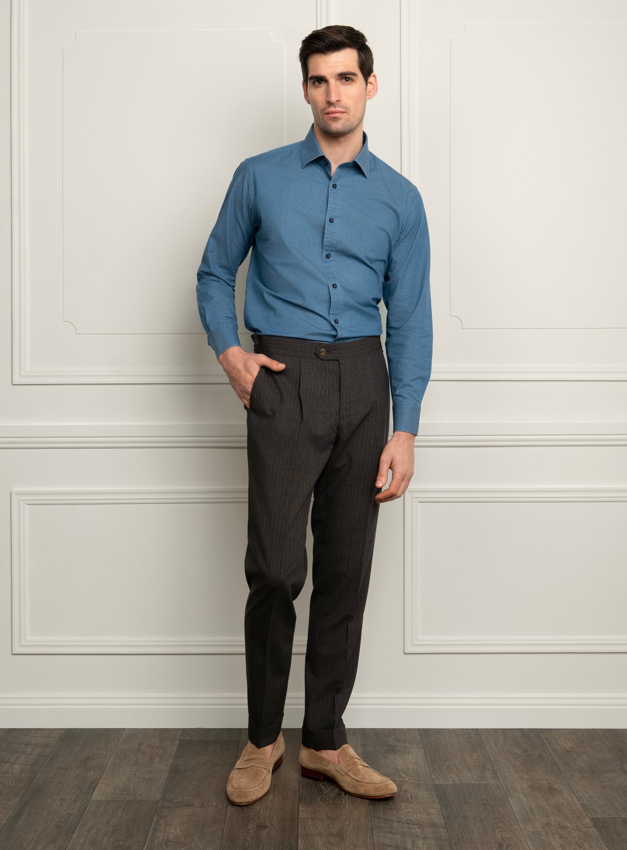 Siena Chocolate Brown Pinstripe Trousers