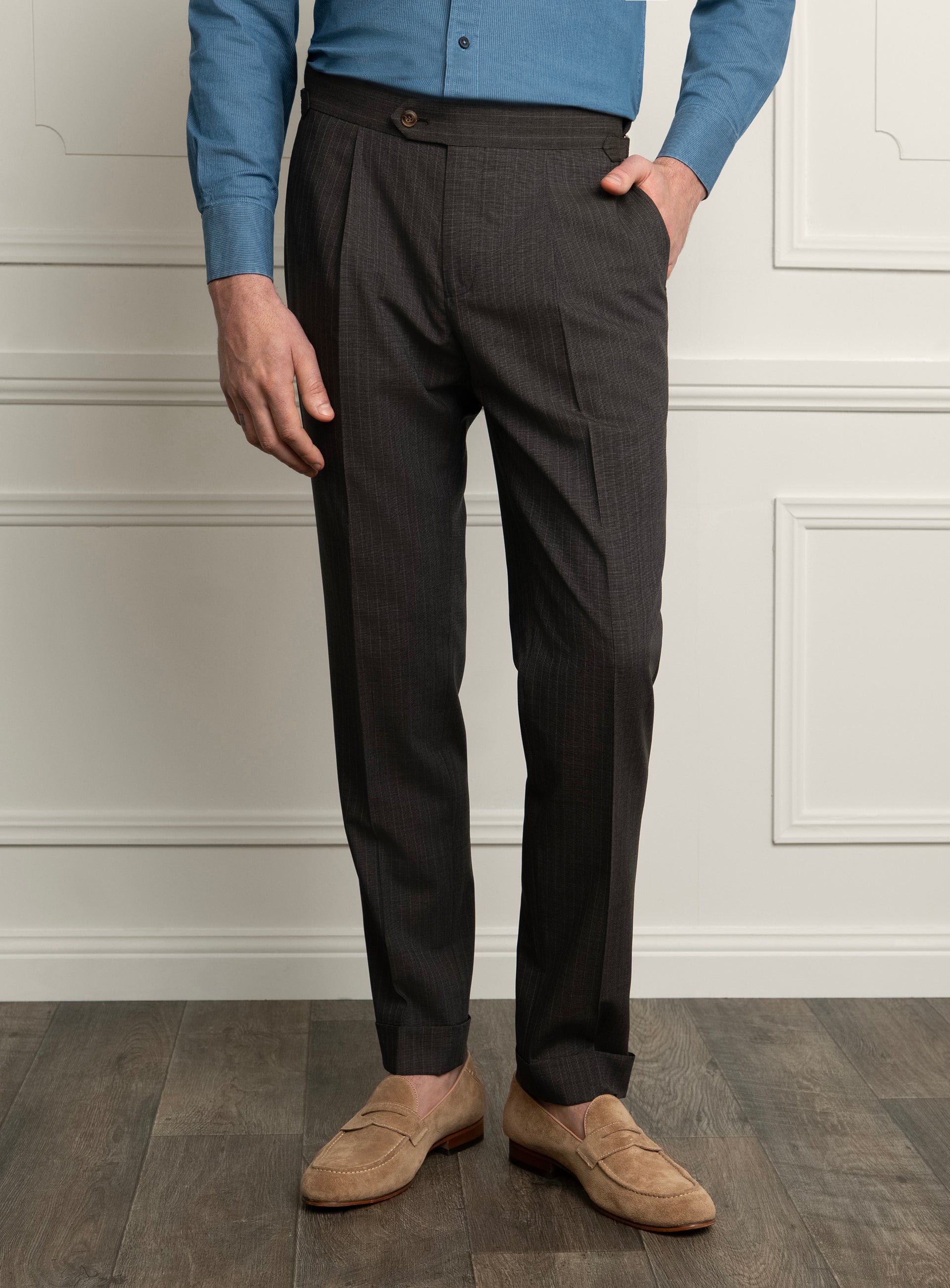 Siena Chocolate Brown Pinstripe Trousers