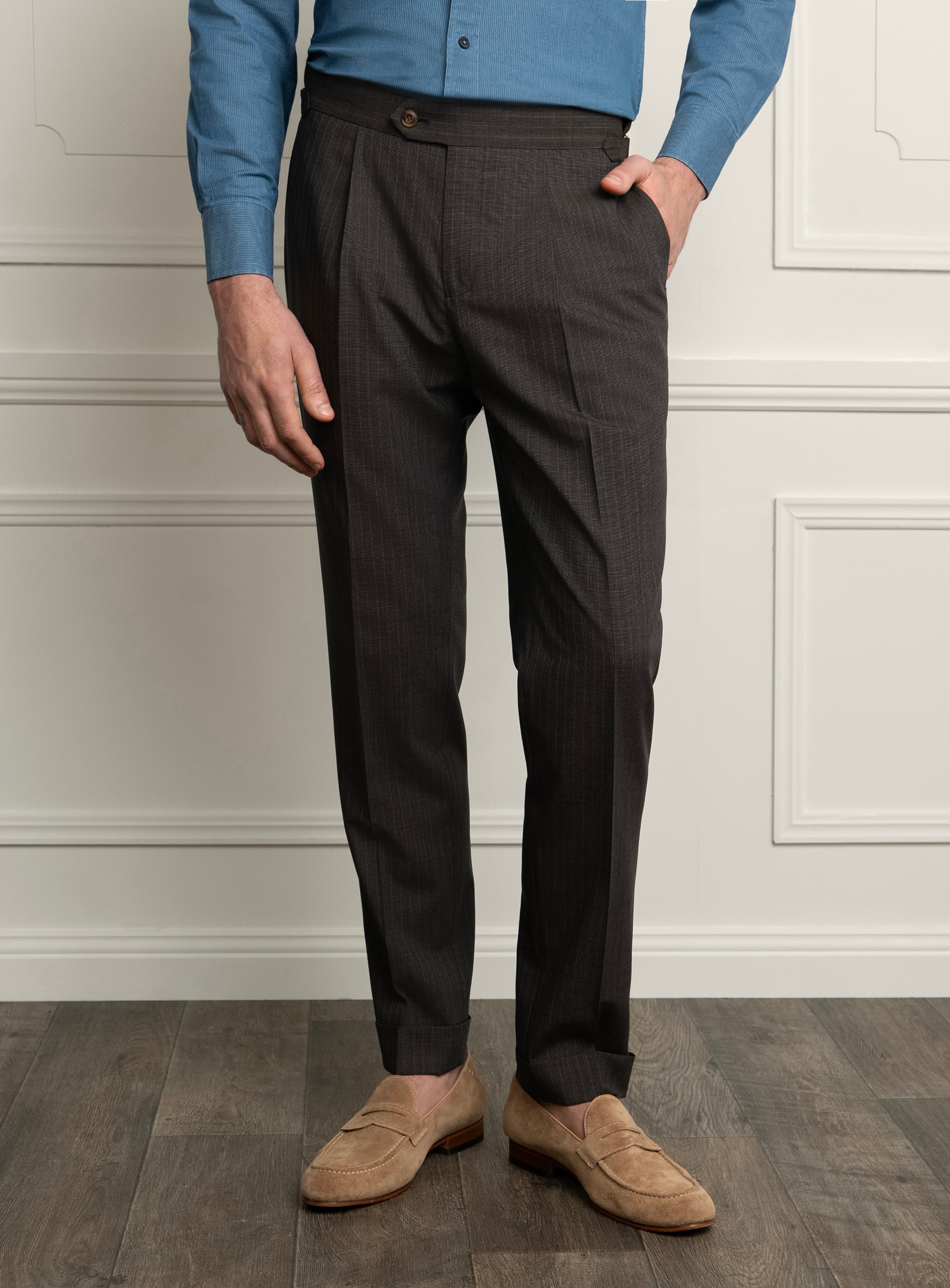 Siena Chocolate Brown Pinstripe Trousers