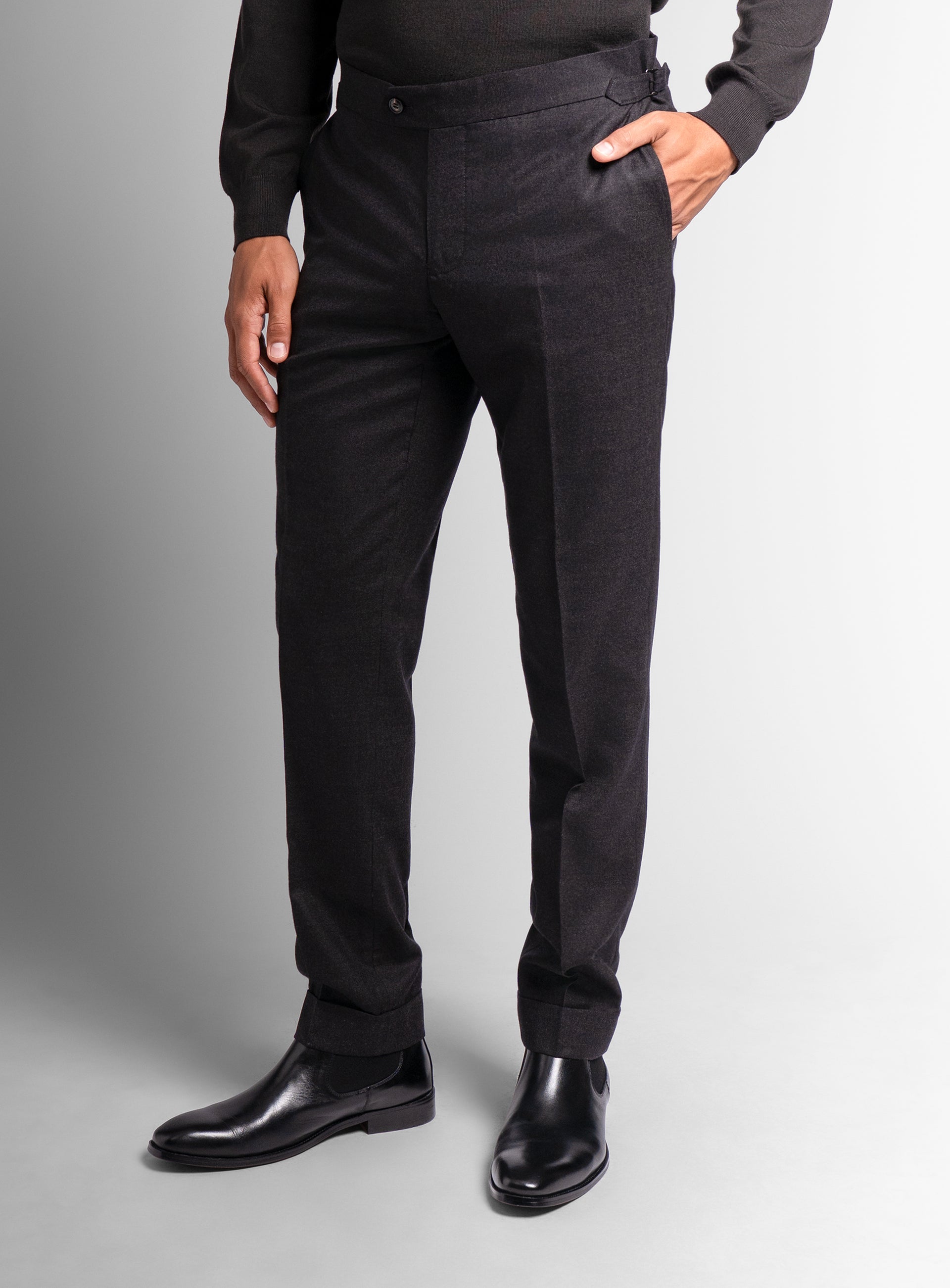 Argenta Brown Wool Flannel Trousers