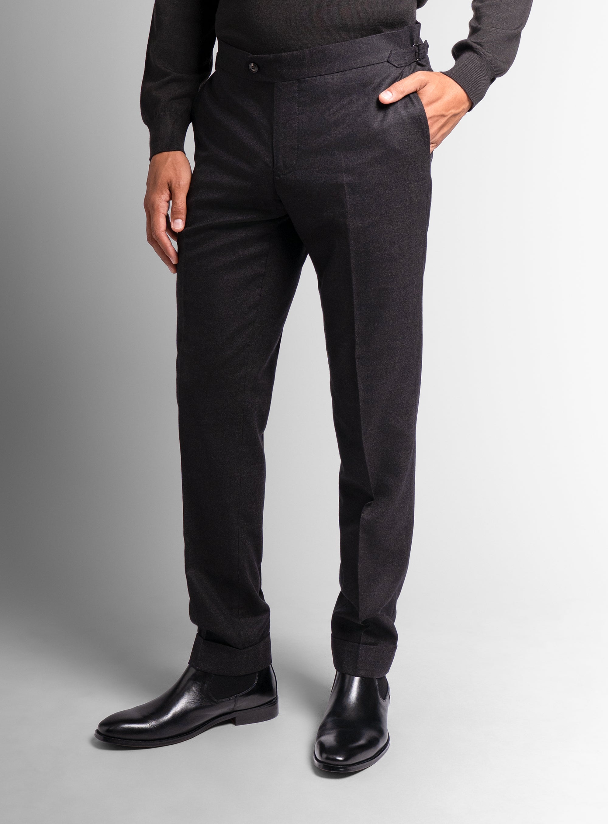 Argenta Brown Wool Flannel Trousers