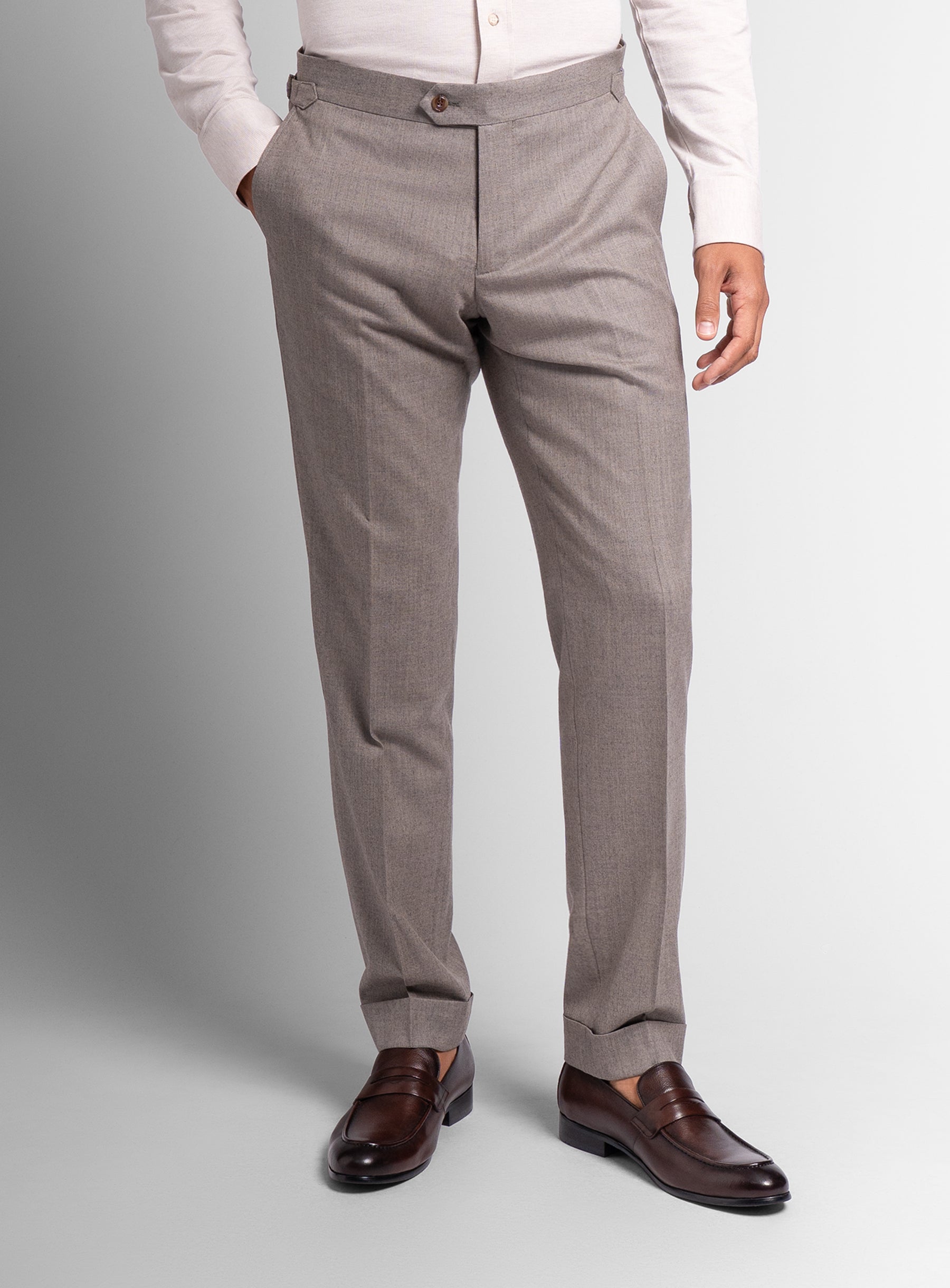 The Argenta Fawn Wool Flannel Trousers