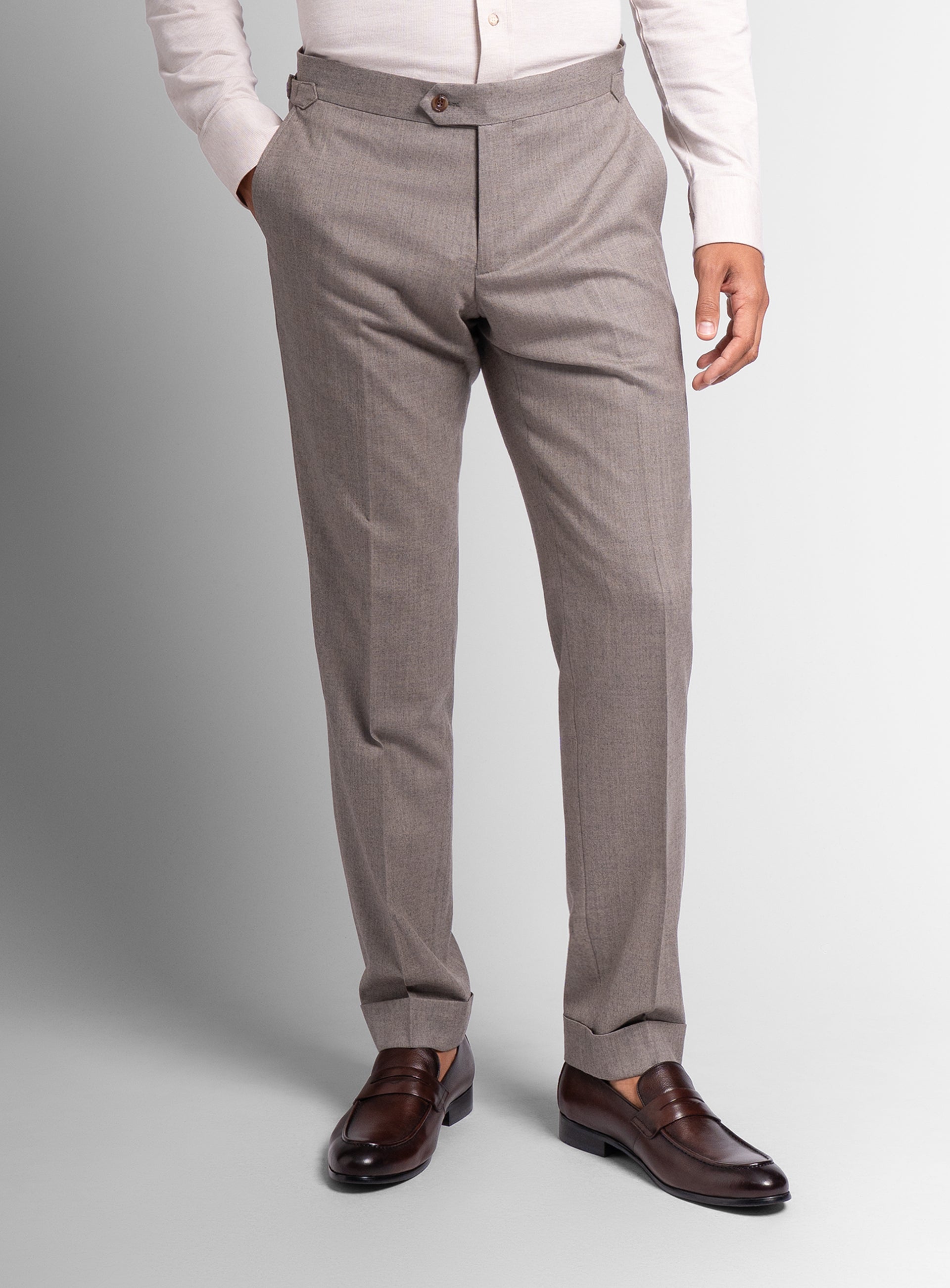 The Argenta Fawn Wool Flannel Trousers