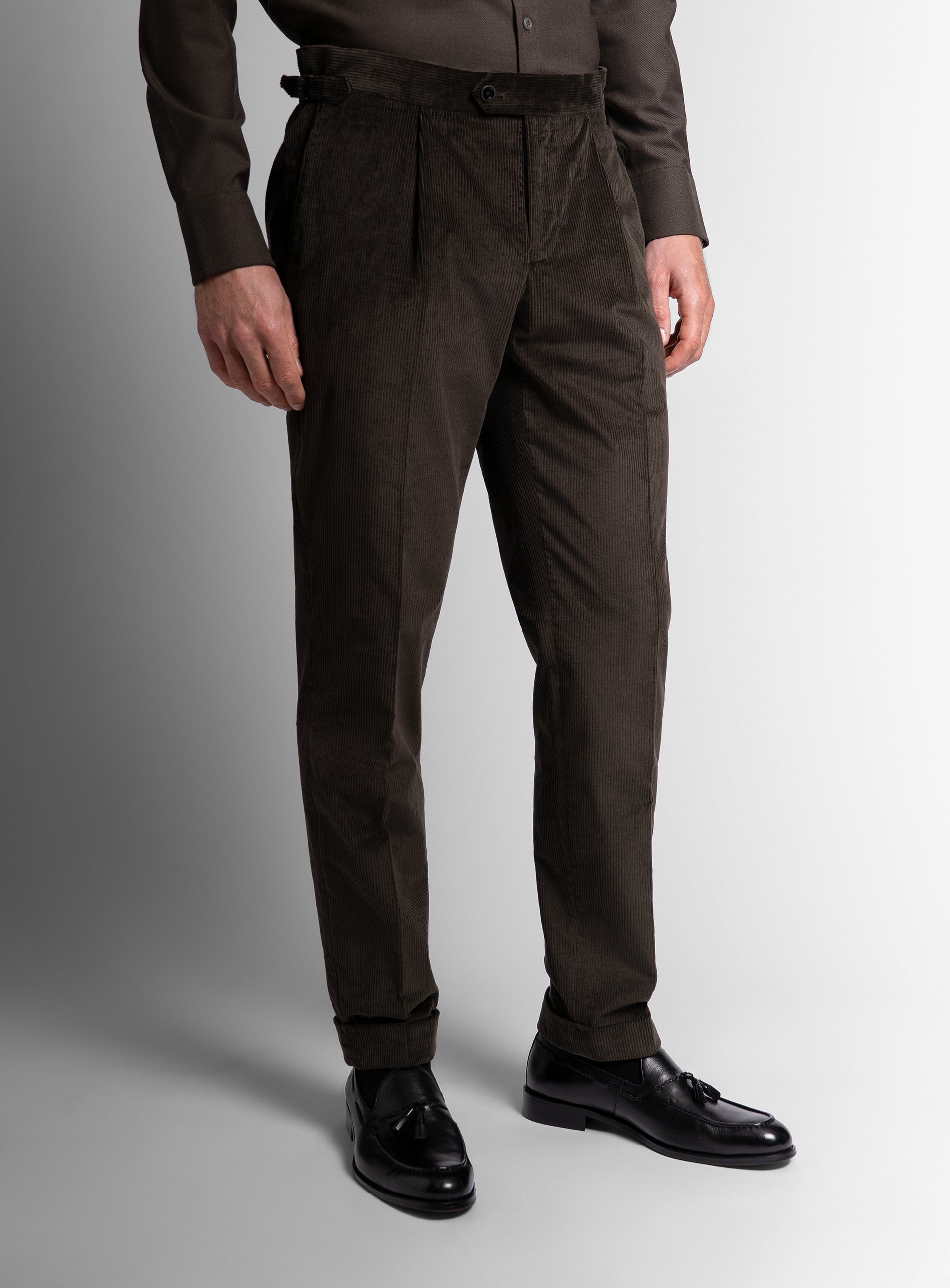 The Sienna Corduroy Olive Green Trousers