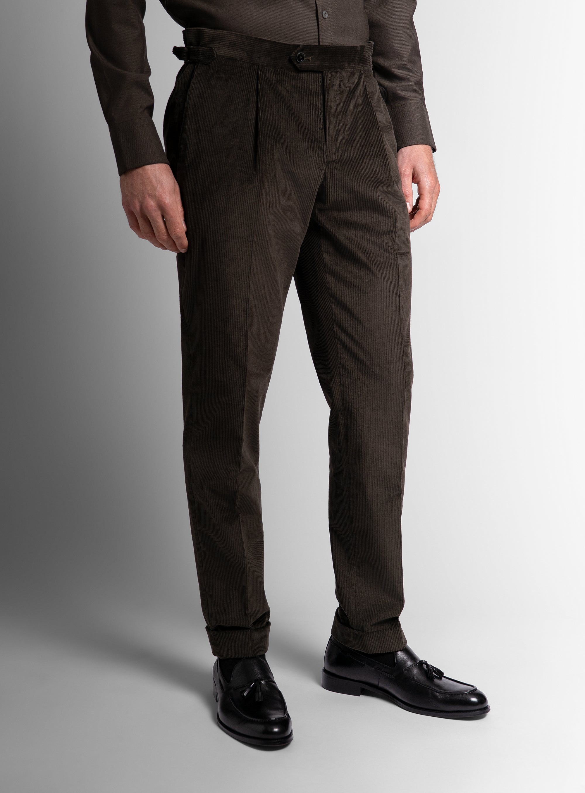 The Sienna Corduroy Olive Green Trousers