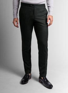 Argenta Olive Wool Flannel Trousers