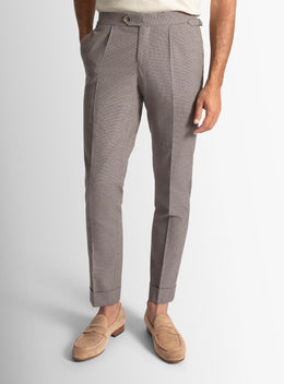 Sienna Puppytooth Chocolate Brown Trousers