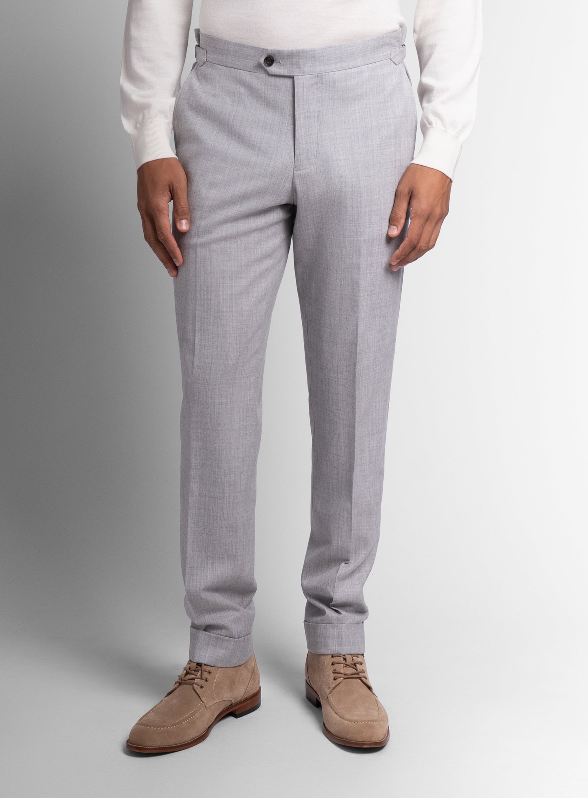 The Argenta Silver Grey Wool Flannel Trousers