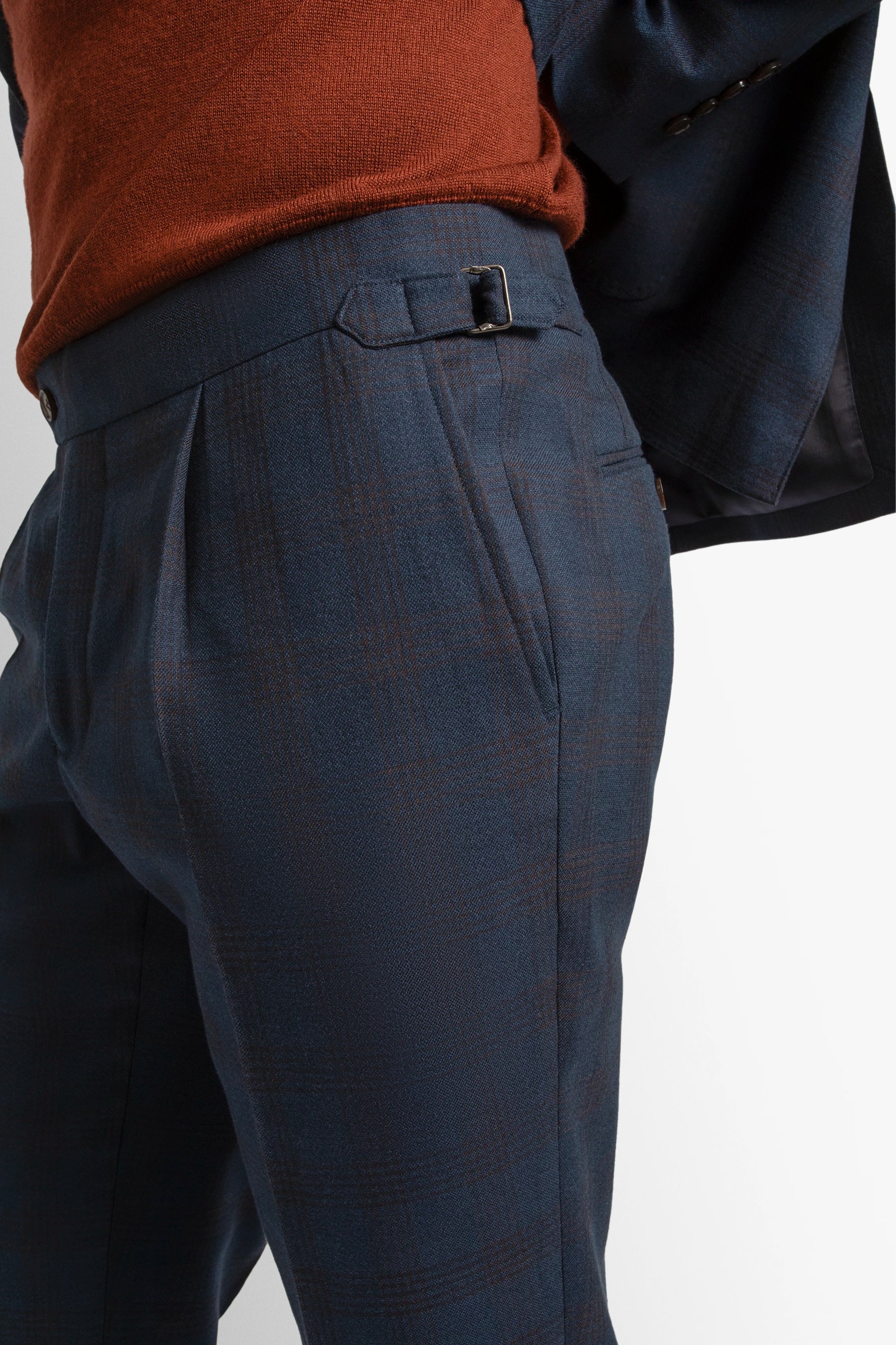 Sienna Plaid Navy Trousers