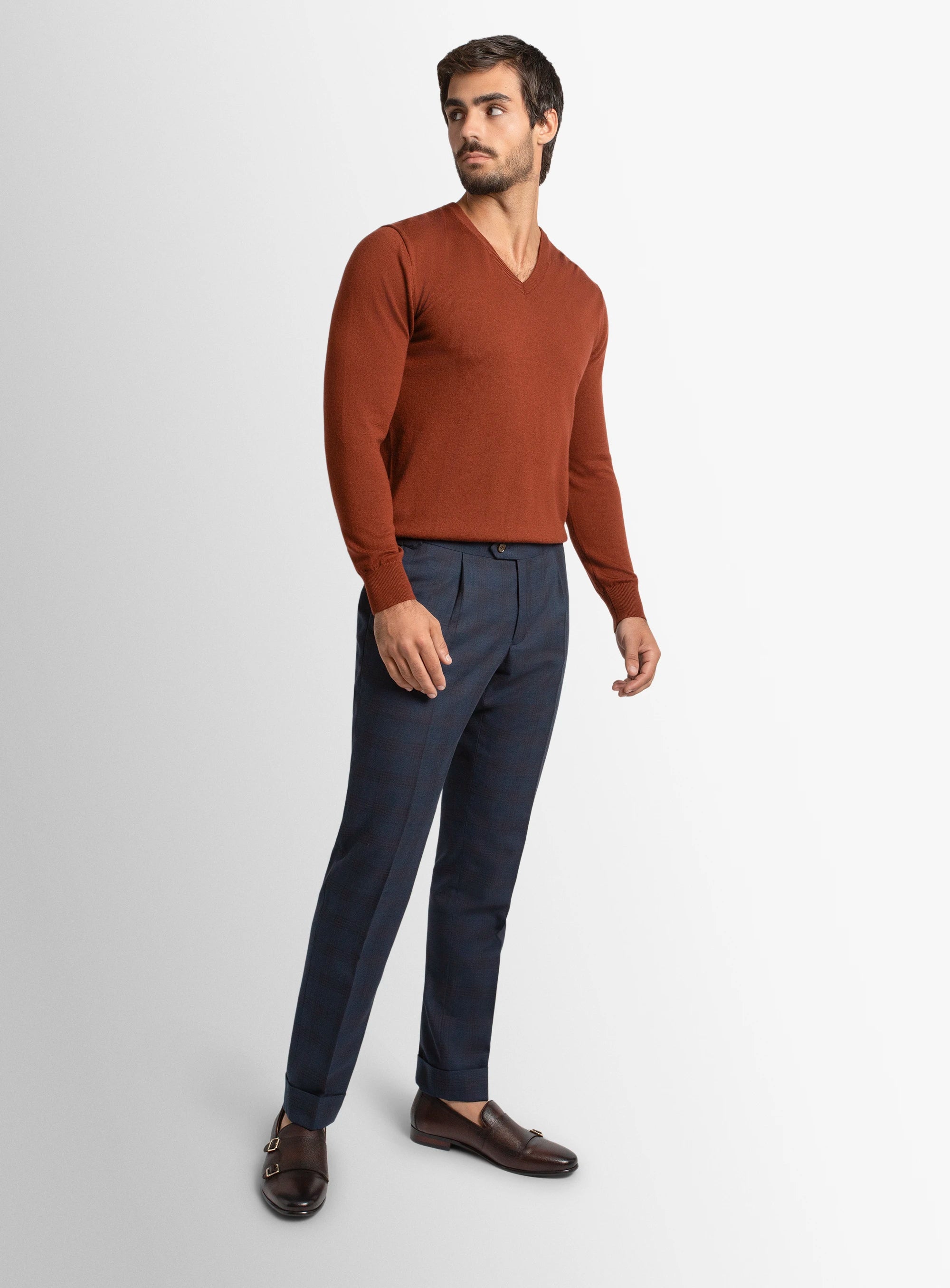Sienna Plaid Navy Trousers