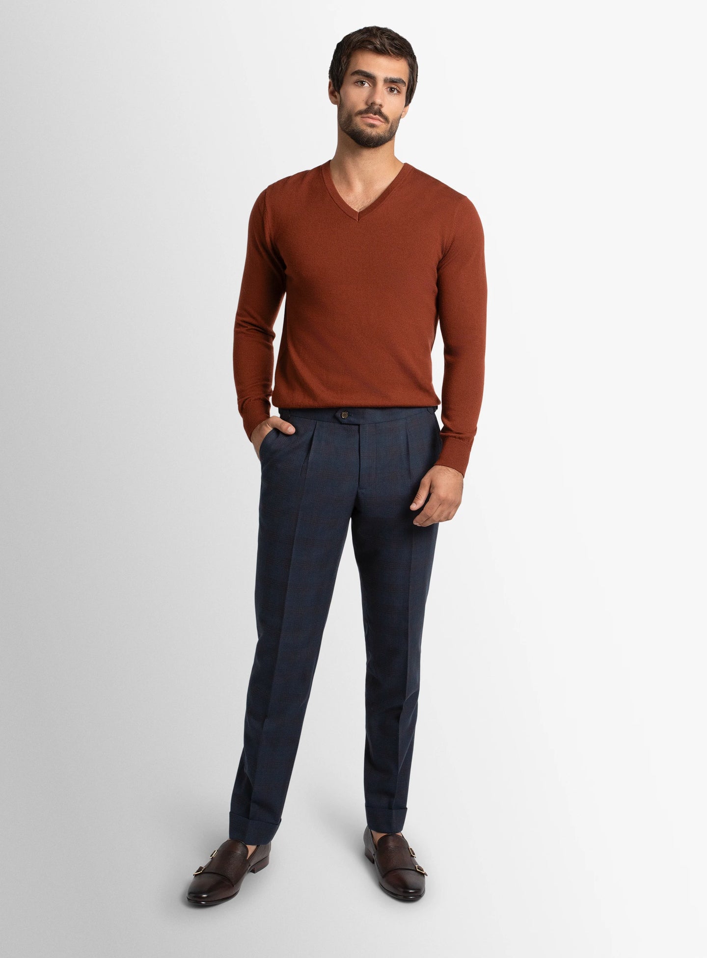Sienna Plaid Navy Trousers