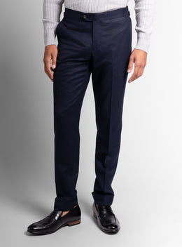 Argenta Navy Wool Flannel Trousers
