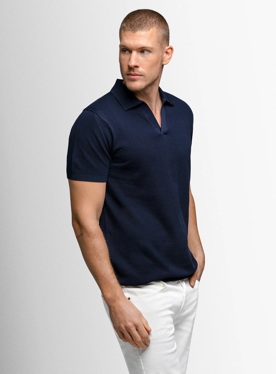 Giunta Textured Navy Blue Polo