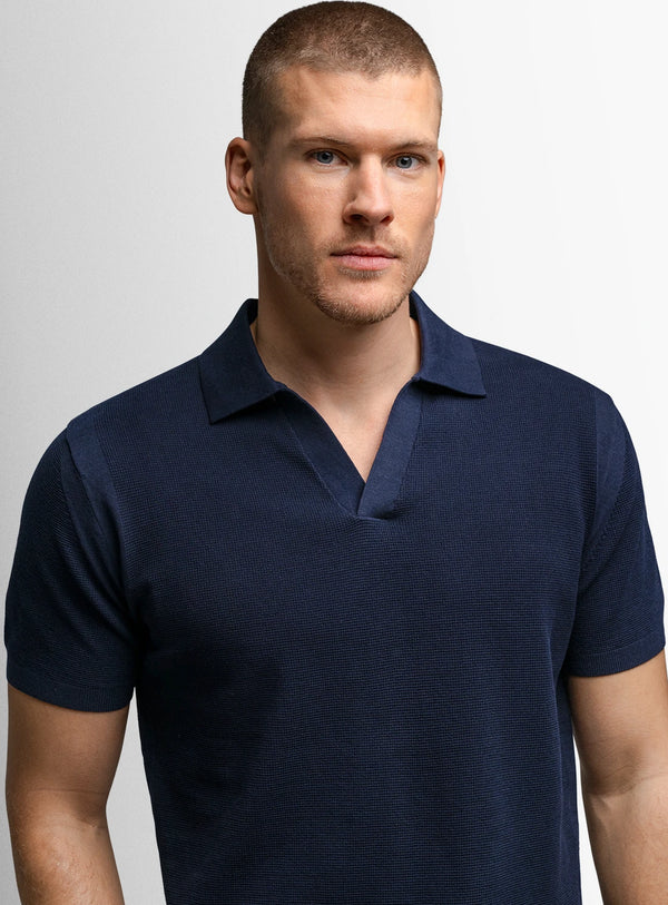 Giunta Textured Navy Blue Polo