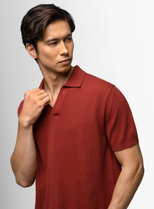 Giunta Textured Terracotta Red Polo